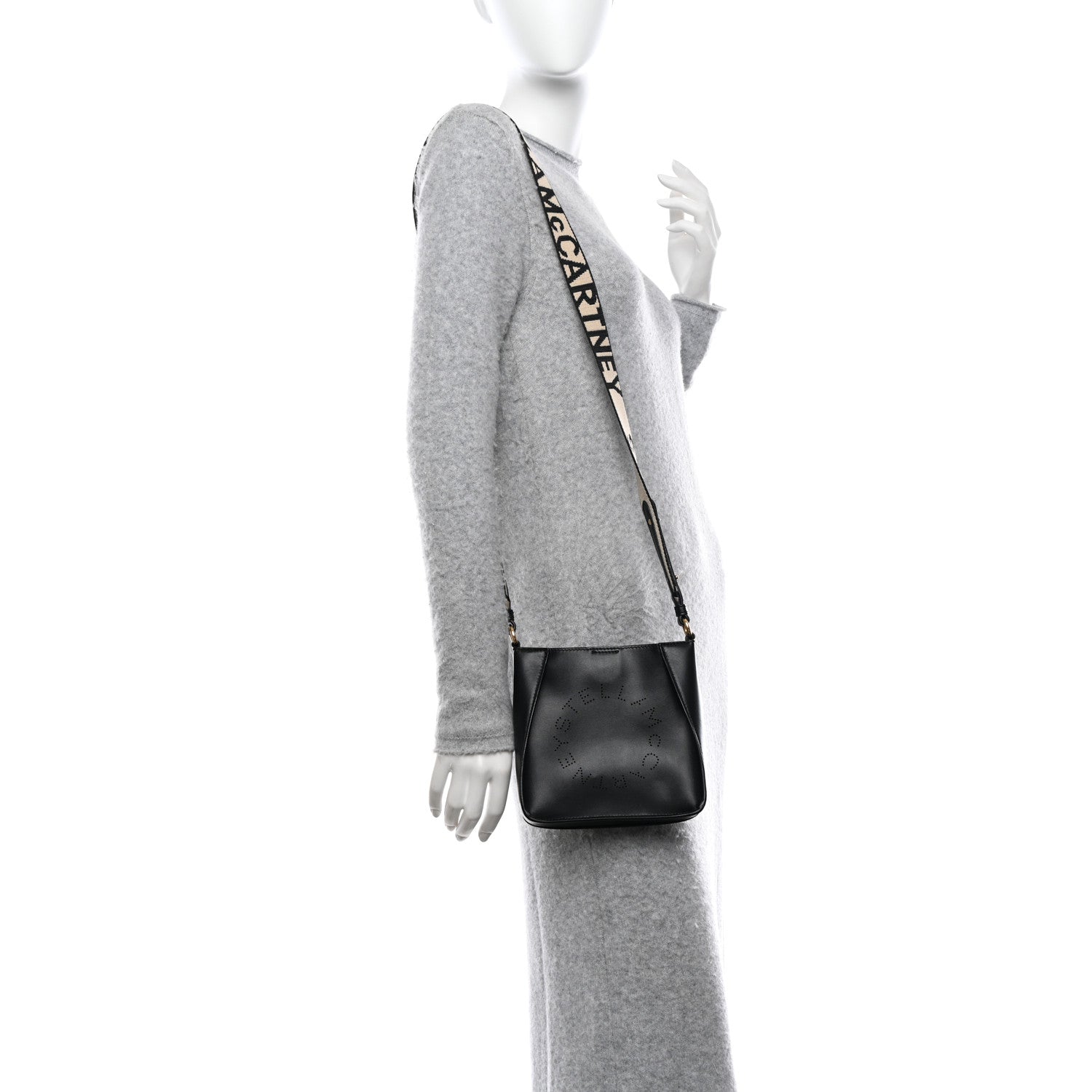 Stella McCartney Eco Alter Nappa Perforated Logo Tiny Crossbody Black 2 of 9