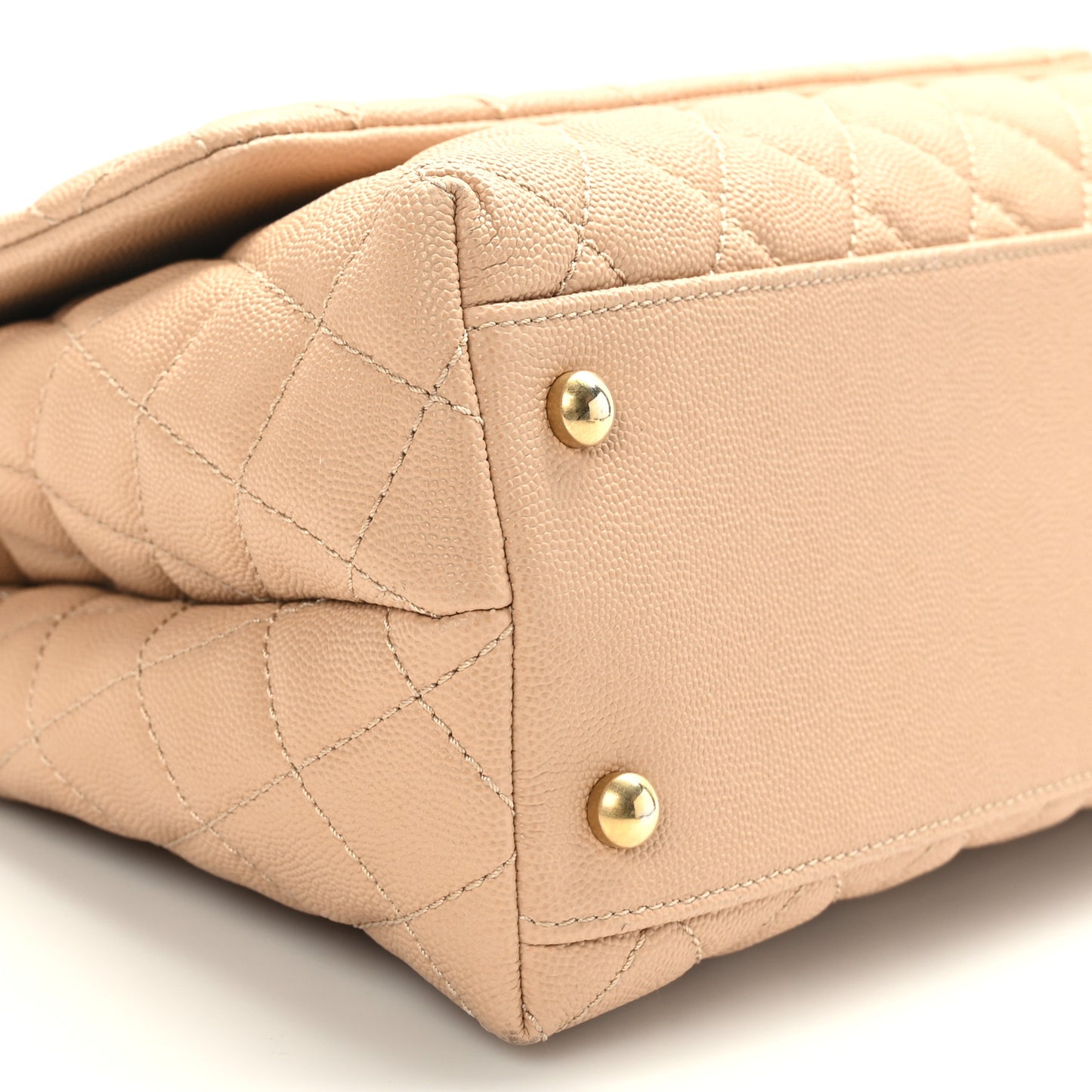 Caviar Lizard Embossed Quilted Small Coco Handle Flap Beige