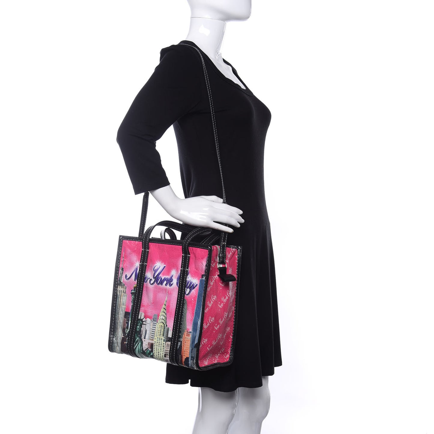 Agneau Arena NYC S Bazar Shopper Tote Rose Black Gris Rouge