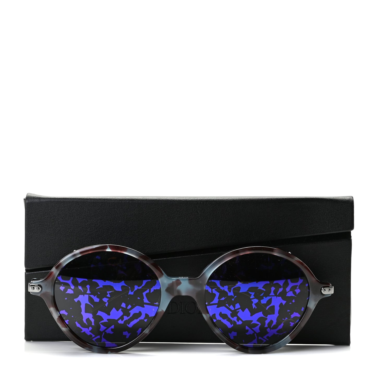 Acetate Leaf Print Umbrage Round Sunglasses Purple Foliage