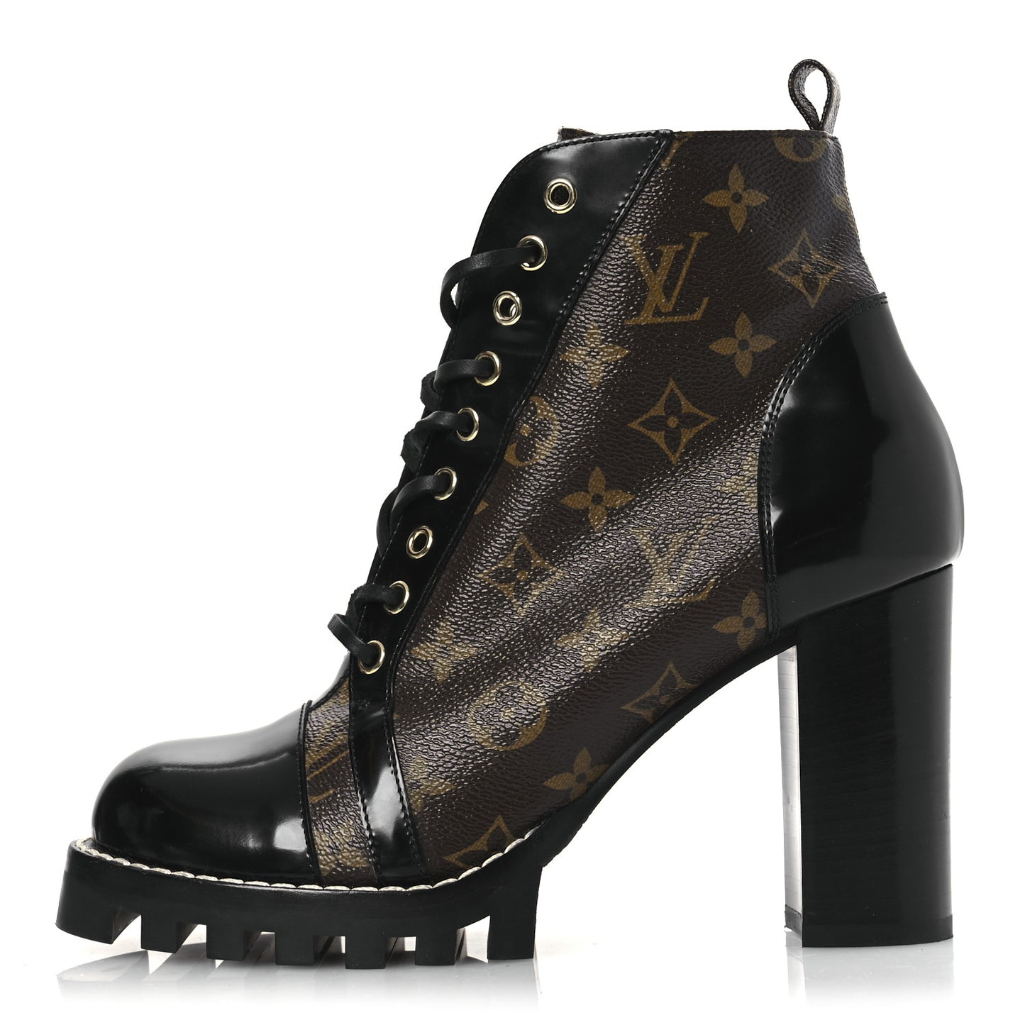 Patent Calfskin Monogram Star Trail Ankle Boots 41 Black