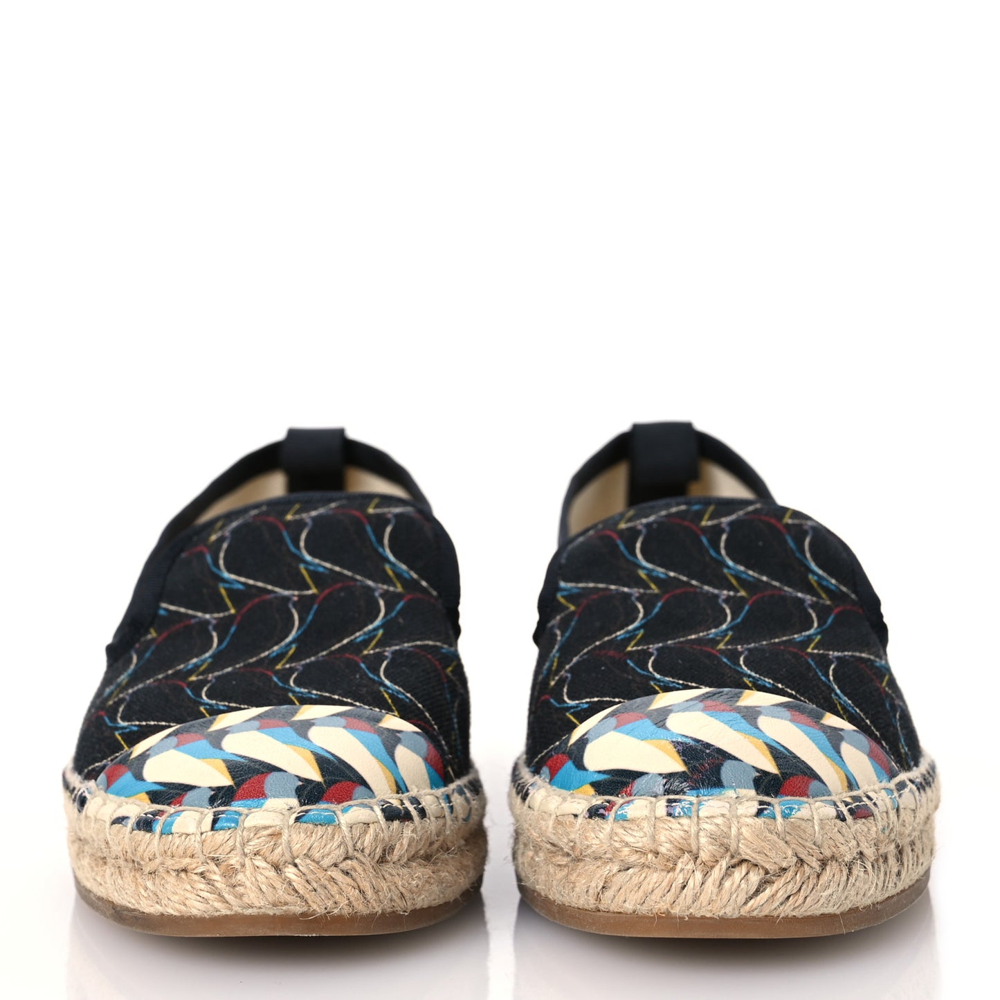 Canvas Printed Calfskin Espadrilles 36 Multicolor