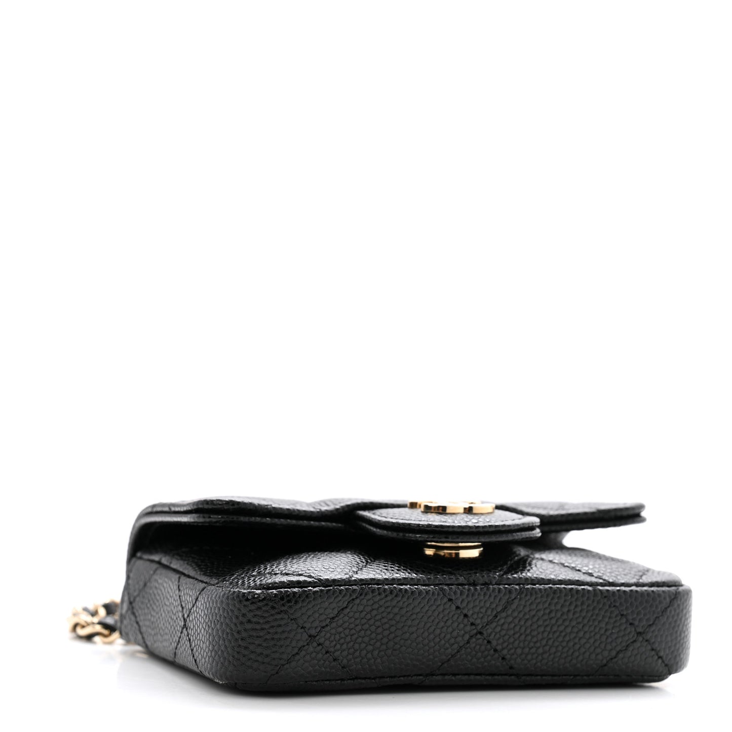 Caviar Quilted Mini Chain Belt Bag Black