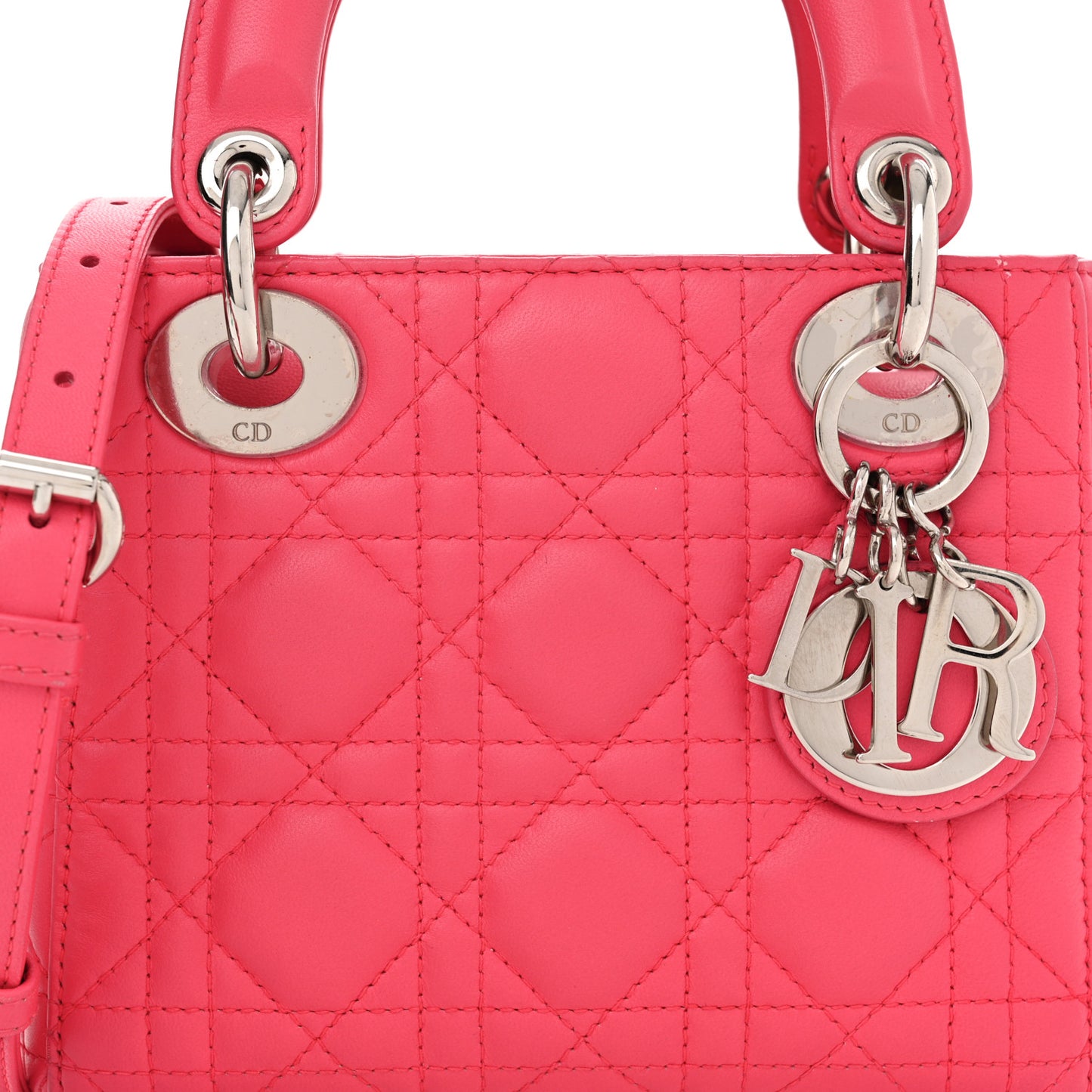 Lambskin Cannage Mini Lady Dior Hot Pink