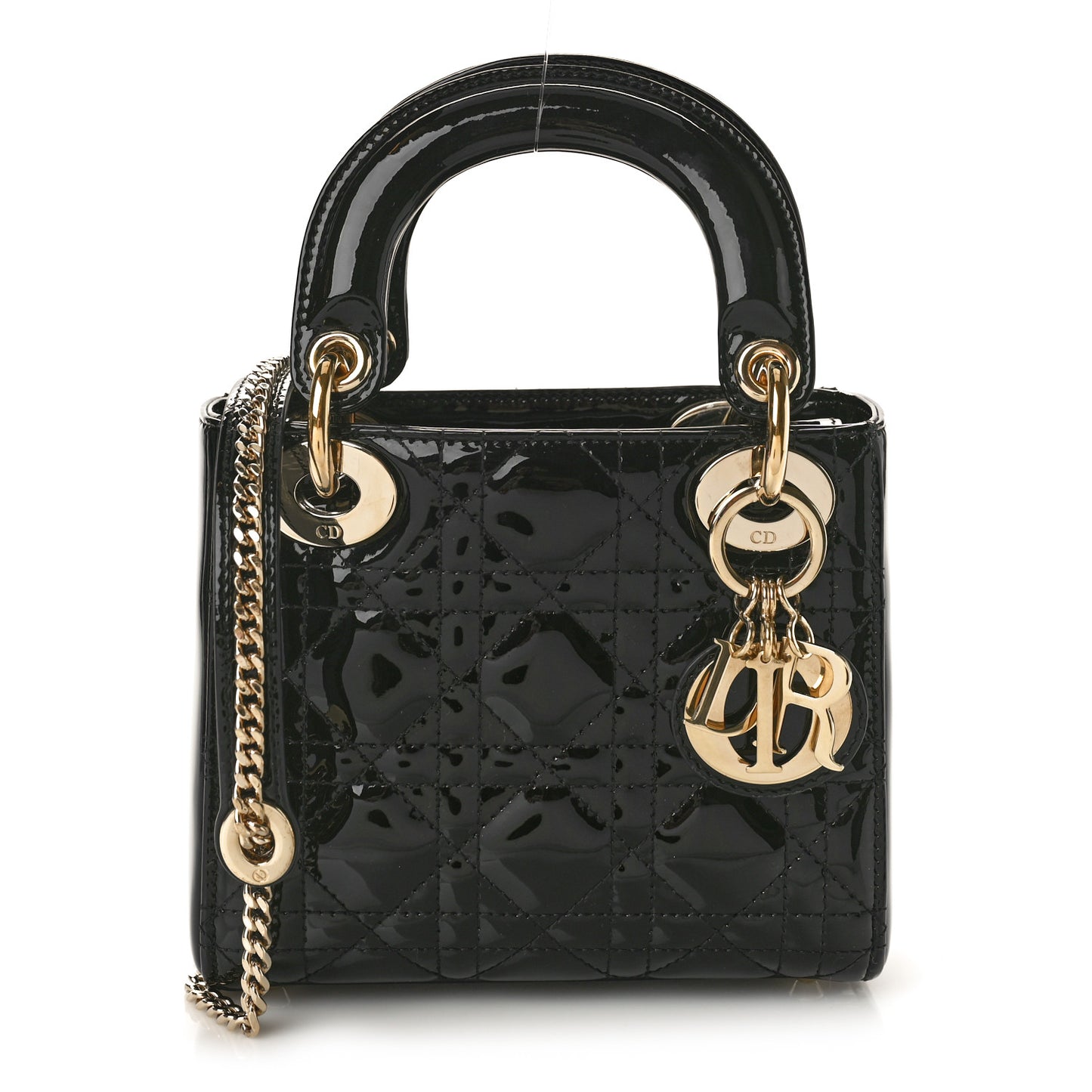 Patent Cannage Mini Lady Dior Black