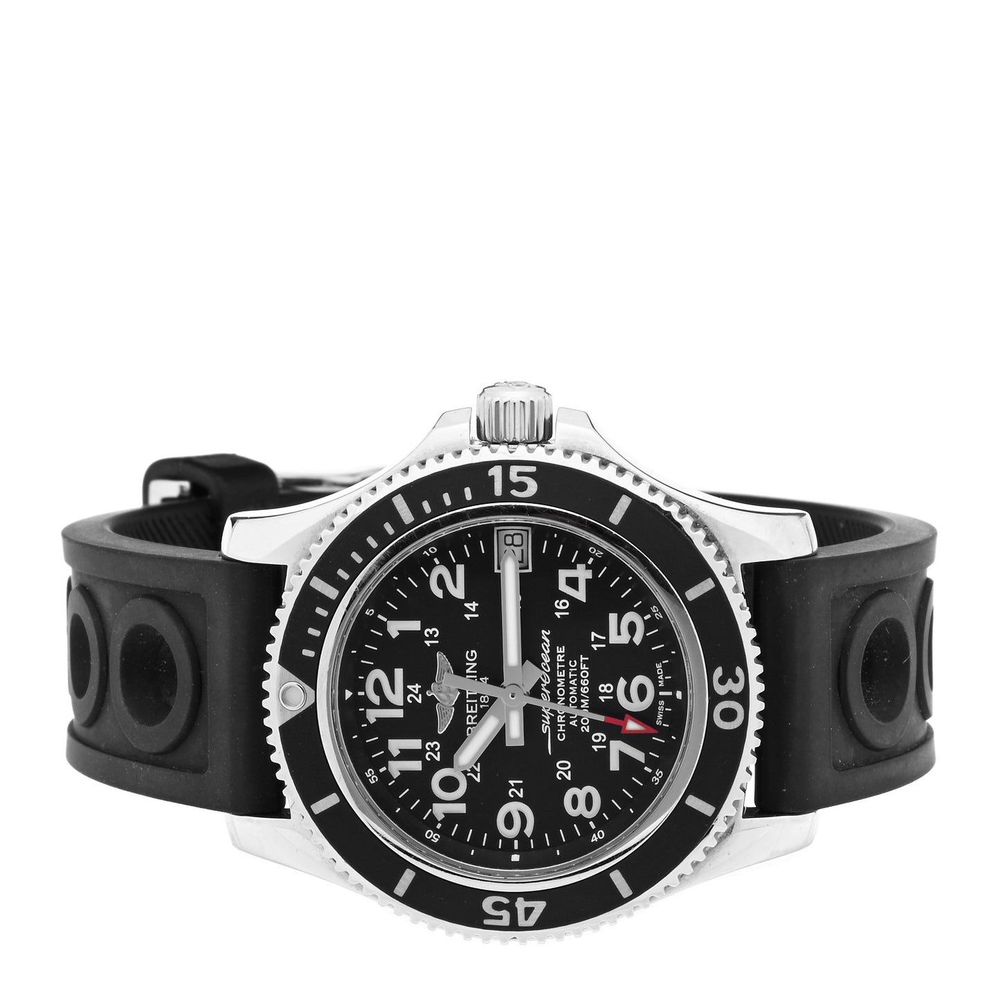 Stainless Steel Rubber 36mm Superocean II Automatic Watch Black A17312