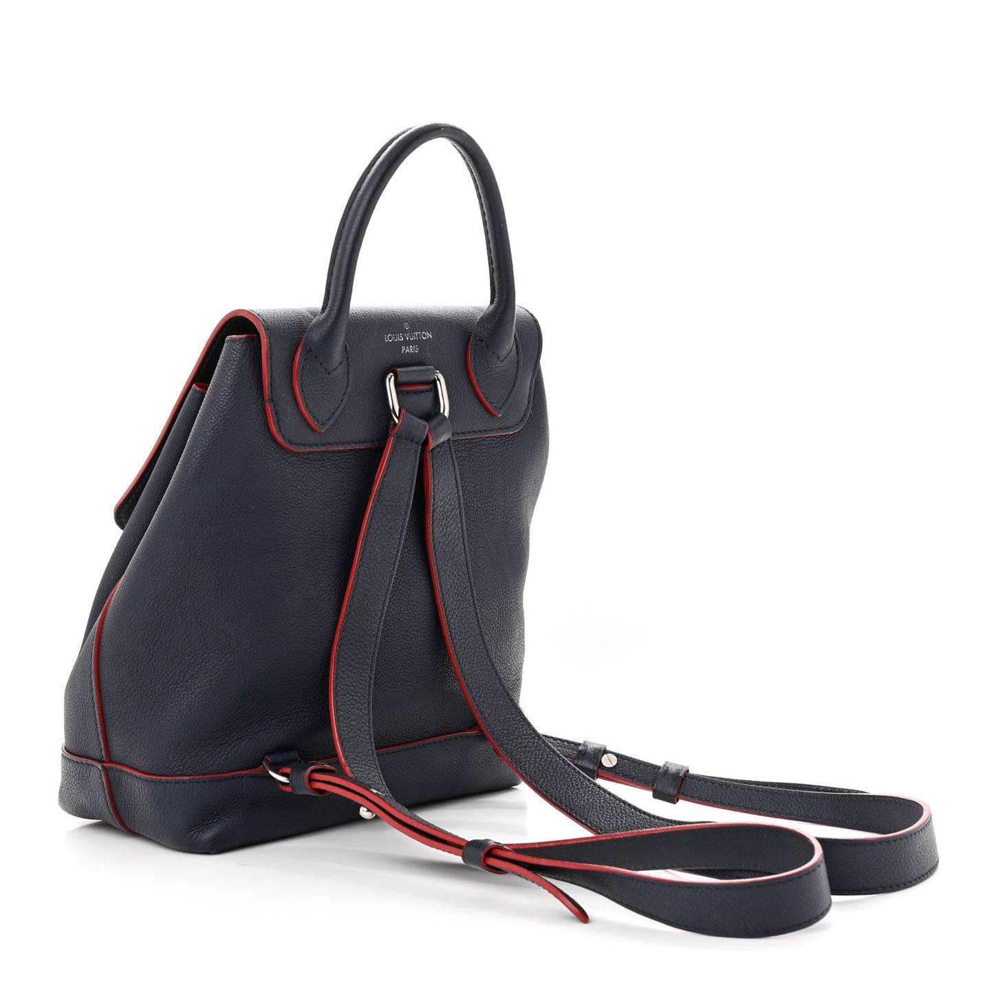 Soft Calfskin Lockme Backpack Marine Rouge