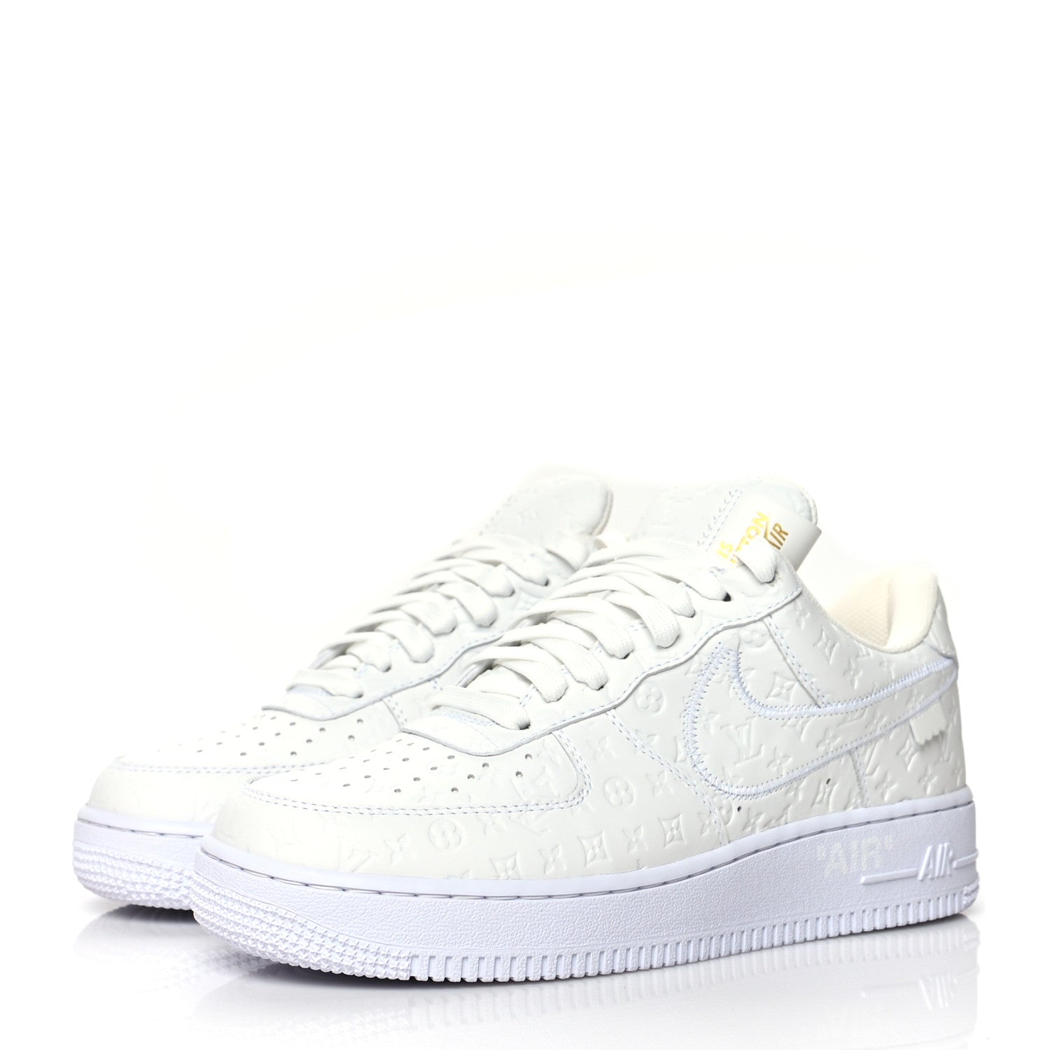 Louis Vuitton X NIKE AIR FORCE 1 Calfskin Monogram Mens Low Top Sneakers 7.5 White 3 of 15