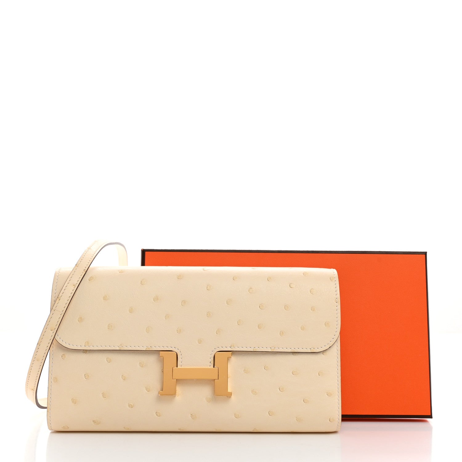 Hermes Ostrich Constance Long Wallet To Go Nata 9 of 9