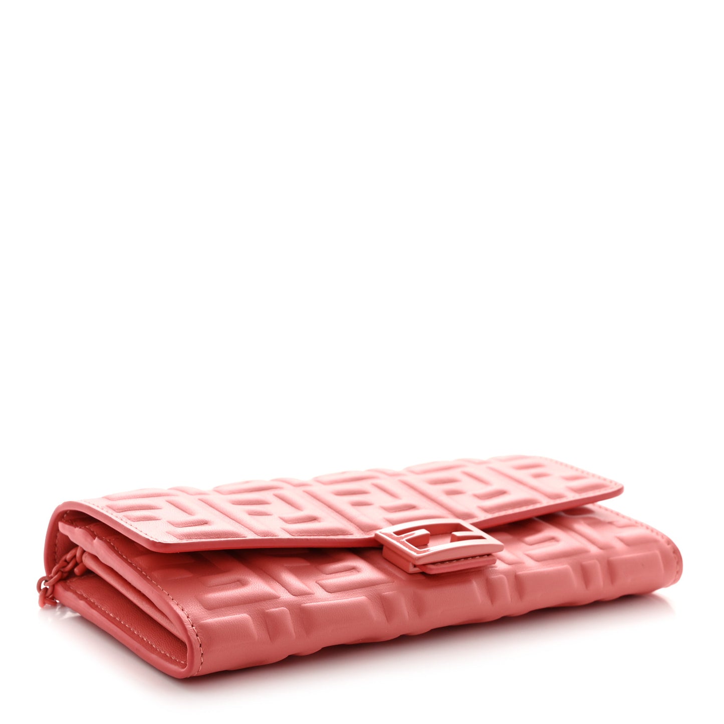 Nappa FF Embossed Continental Wallet On Chain Pink