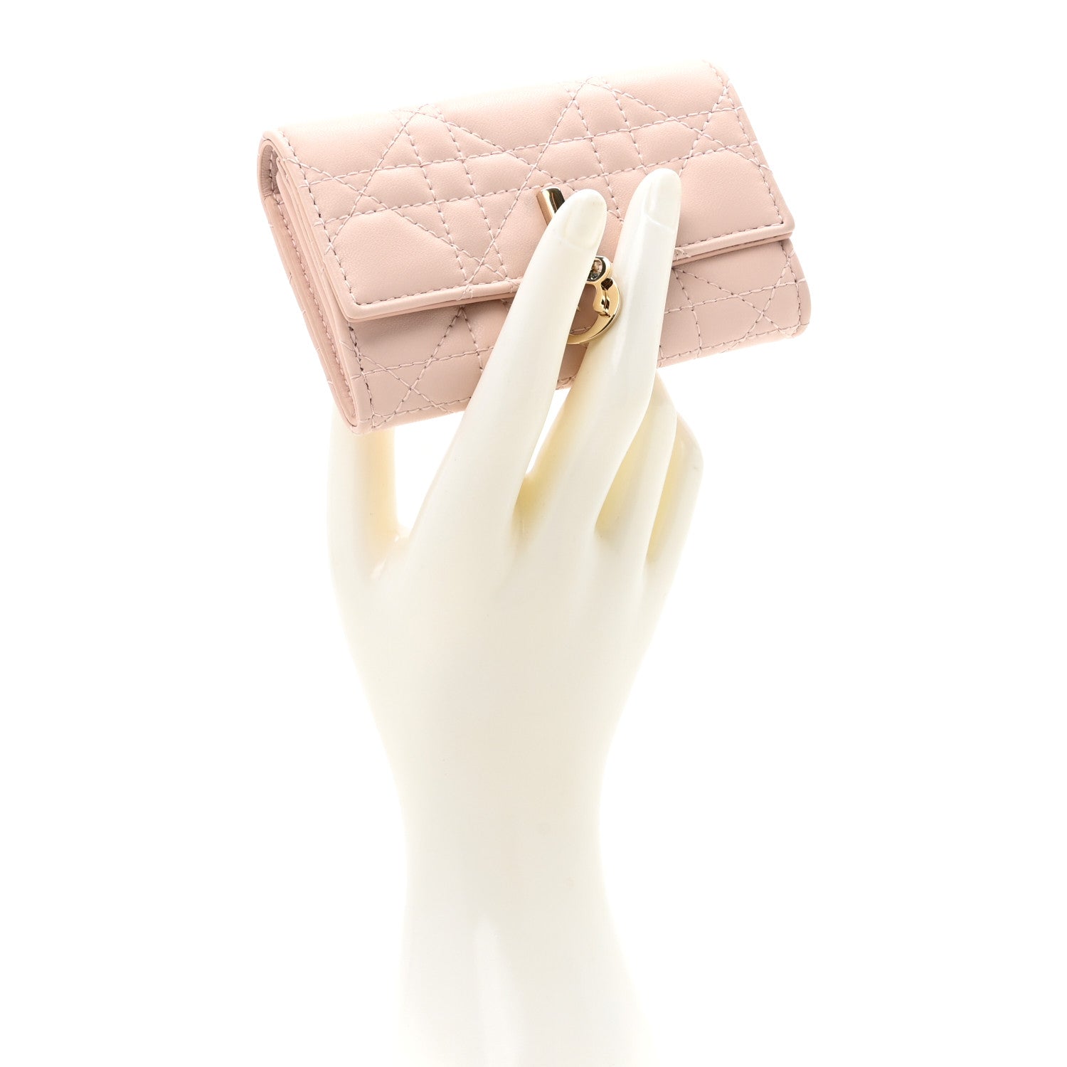 Christian Dior Lambskin Cannage Miss Dior Glycine Wallet Powder Pink 2 of 9