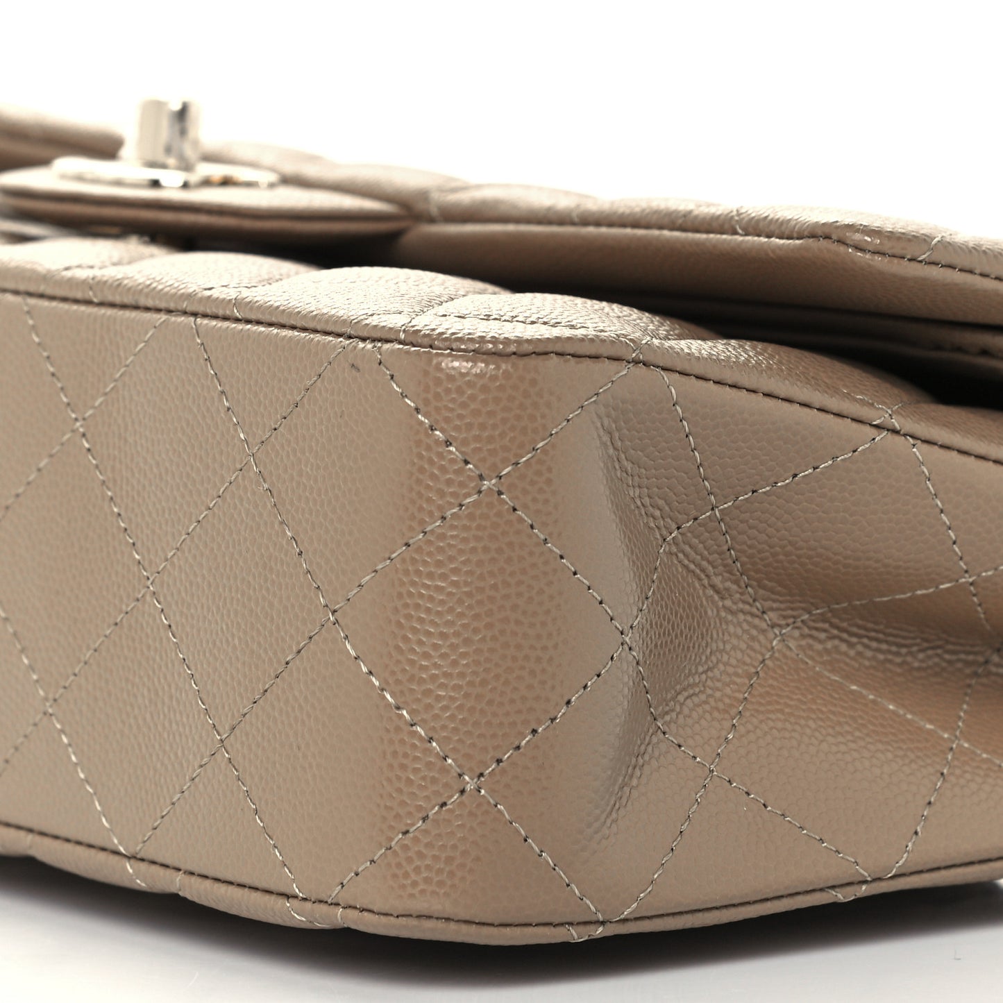 Caviar Quilted Medium Double Flap Dark Beige