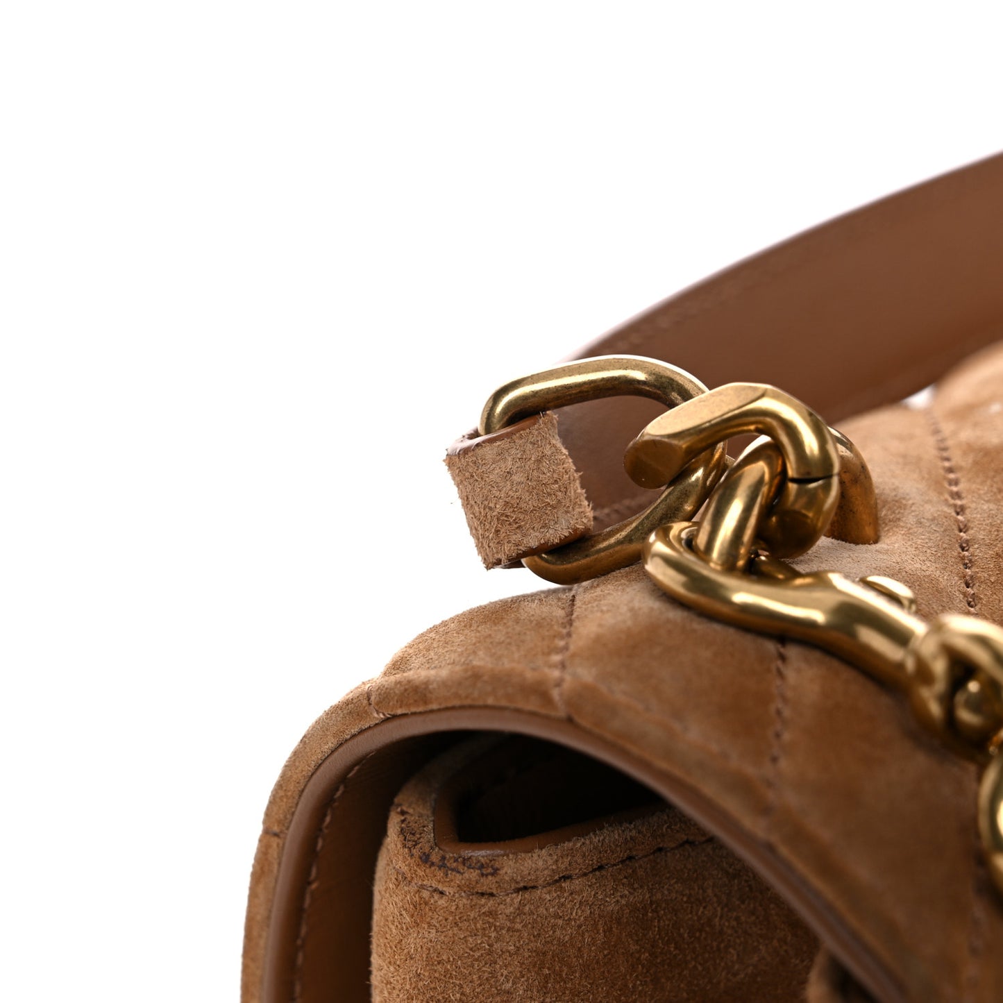 Suede Matelasse Chevron Monogram Medium College Bag Cinnamon