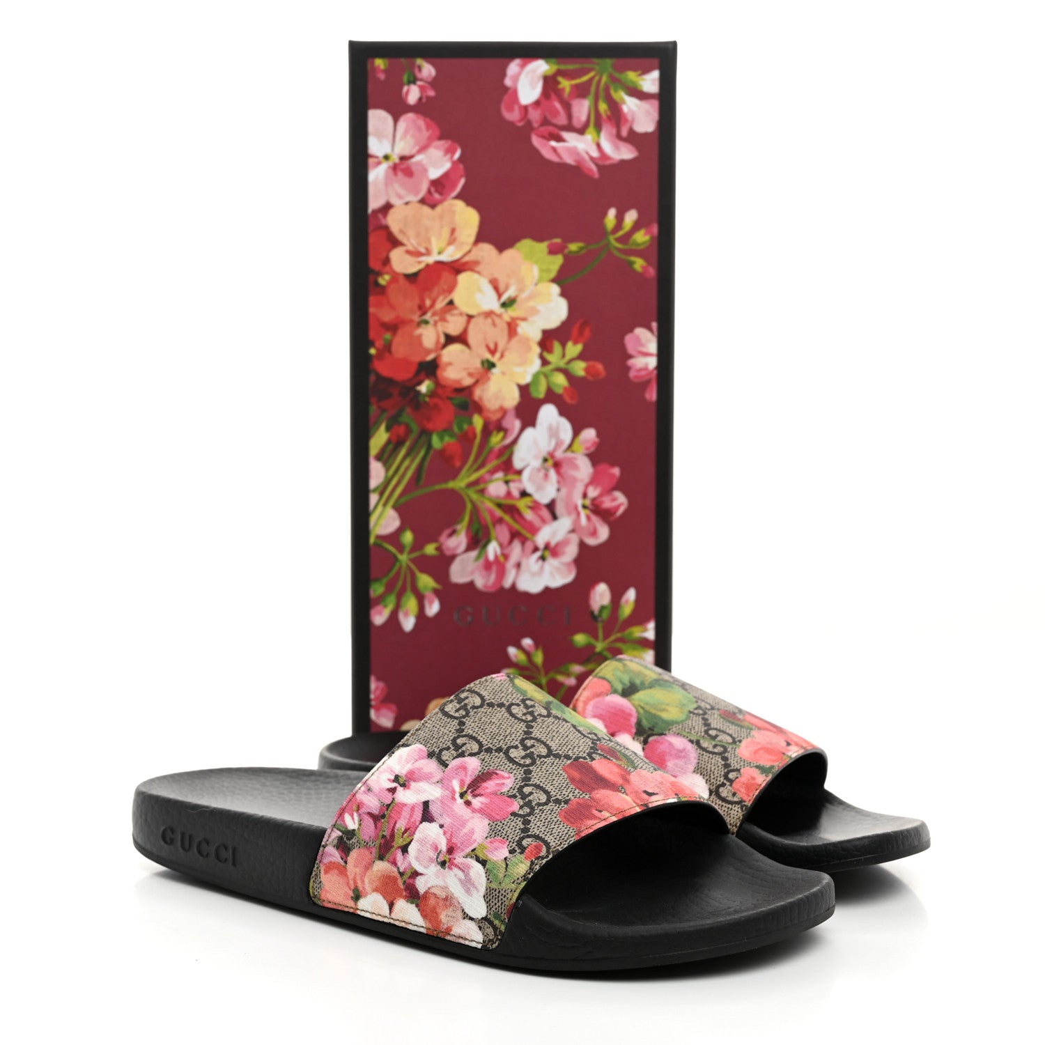 Gucci GG Supreme Monogram Blooms Slide Sandals 39 Beige Multicolor 10 of 10