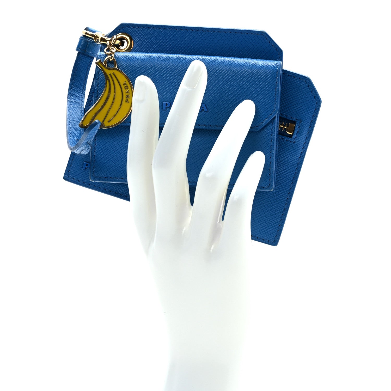 Prada Saffiano Triangle Trick with Charm Key Chain Bluette 2 of 7