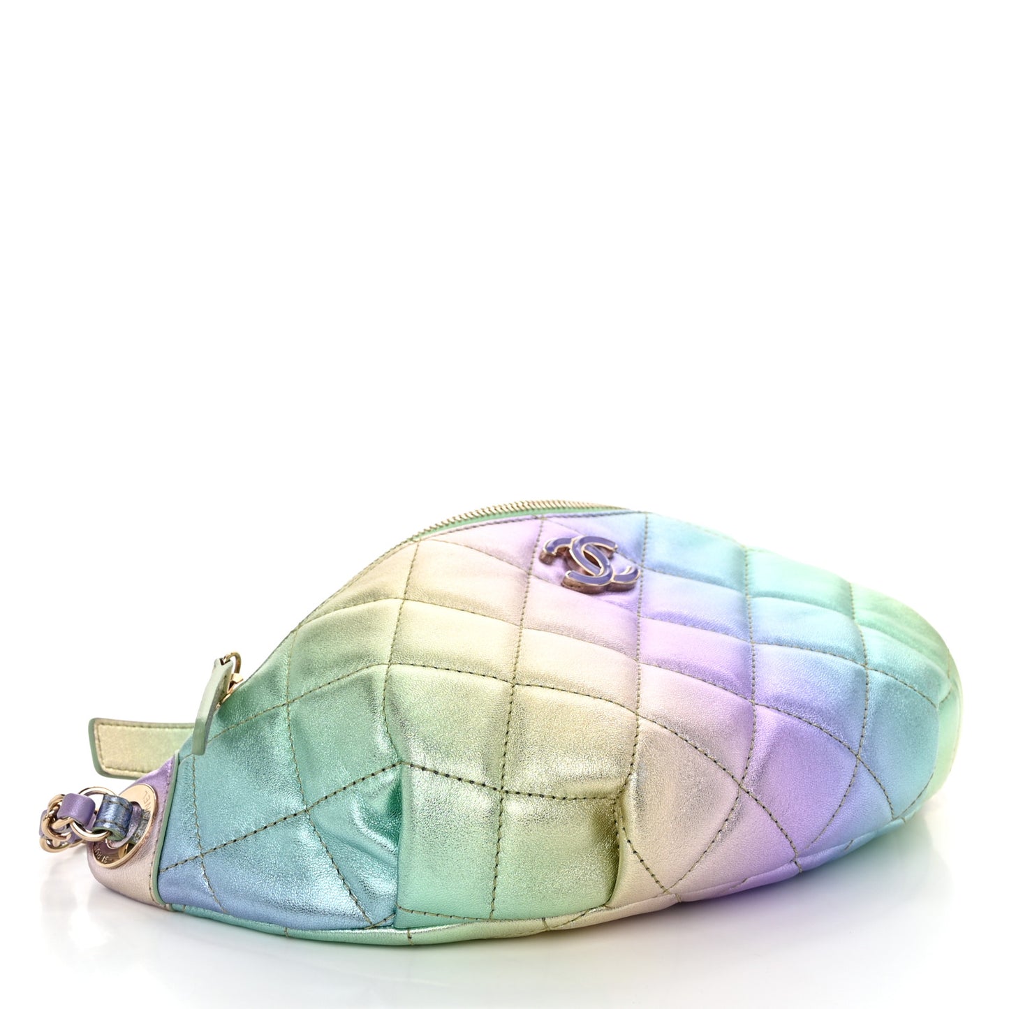 Gradient Metallic Lambskin Quilted Walking Mood Waist Bag Fanny Pack Pink Purple Green