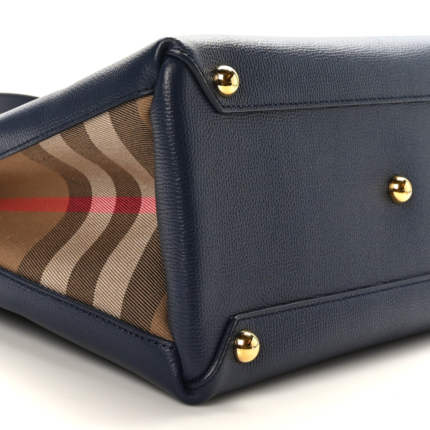 Burberry Derby Calfskin Vintage Check Medium Banner Tote Regency Blue 8 of 9