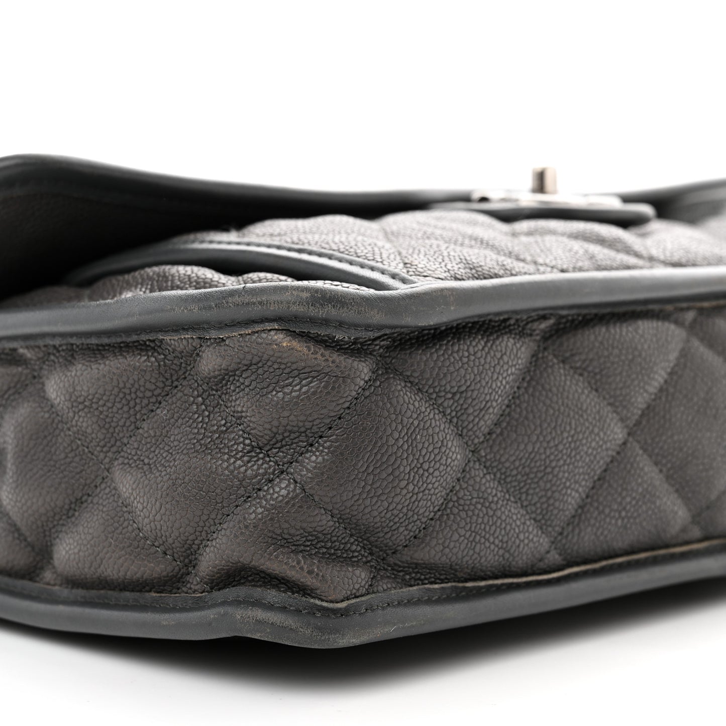 Caviar Quilted Large French Riviera Flap Dark Grey