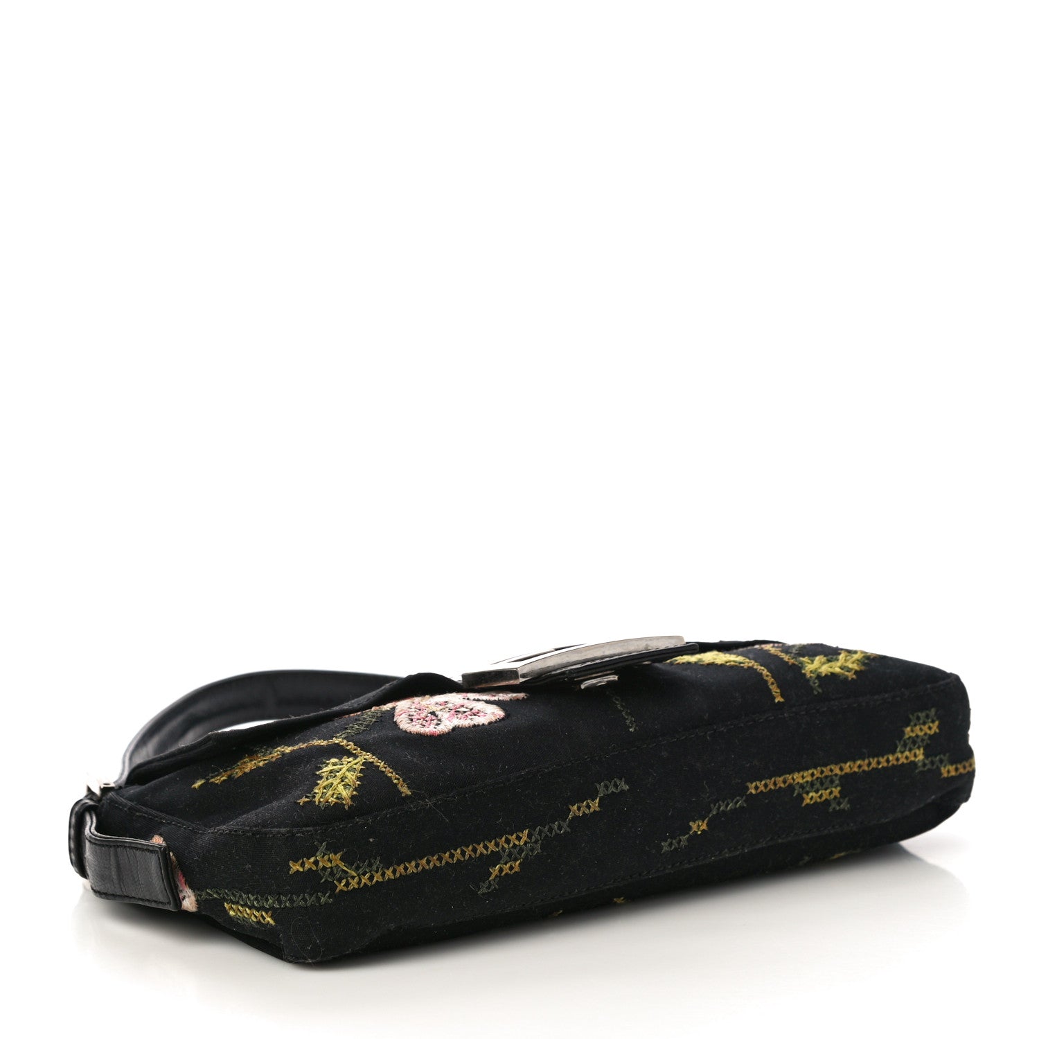 Fendi Denim Embroidered Baguette Blue Multicolor 4 of 9