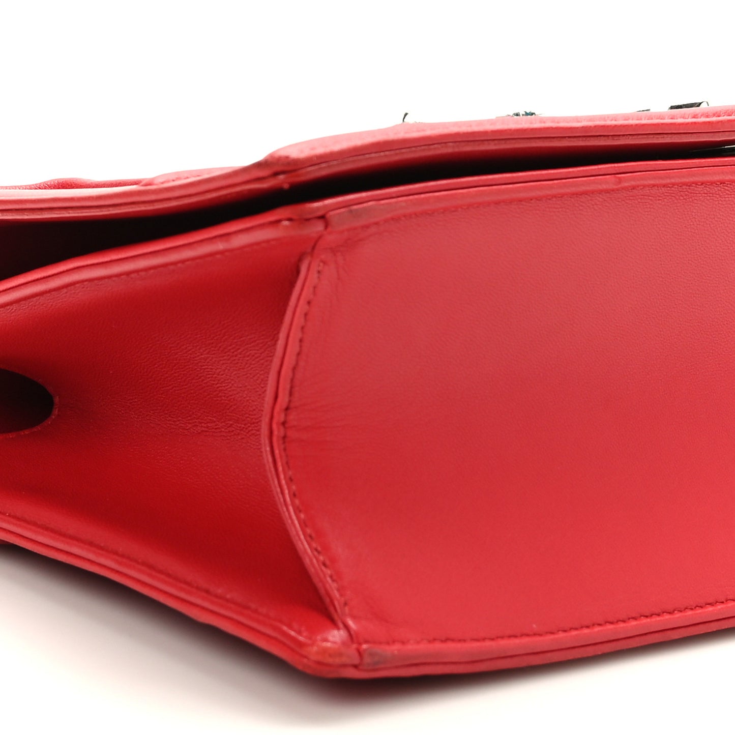Lambskin Crystal Feather Medium Diorama Flap Bag Red