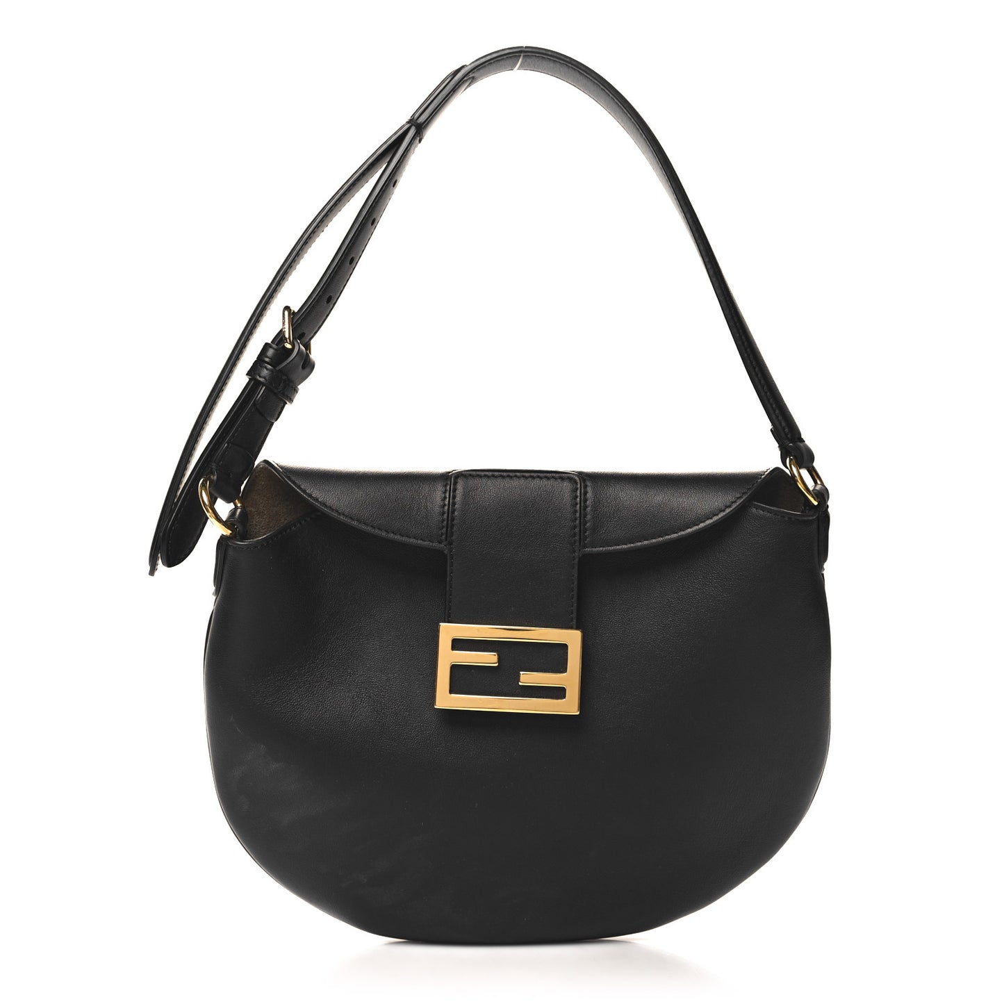 Vitello Grace Suede Small Croissant Hobo Black
