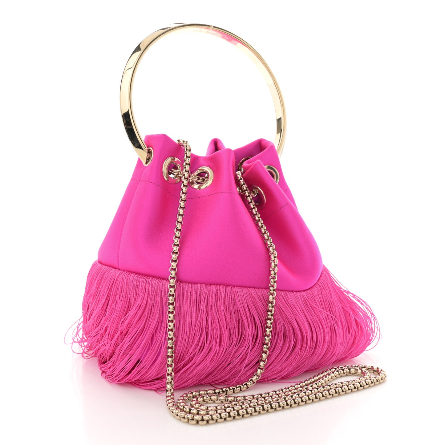Satin Fringe Bon Bon Bag Fuchsia
