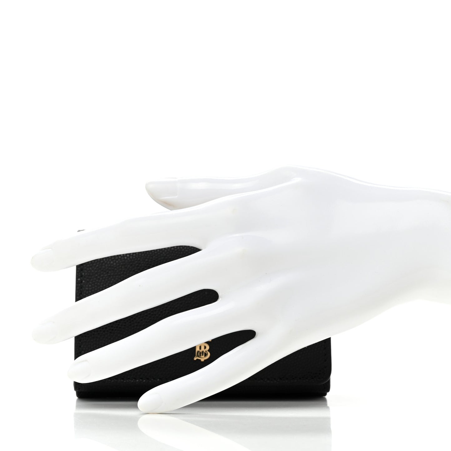 Grained Calfskin TB Compact Tri-Fold Wallet Black