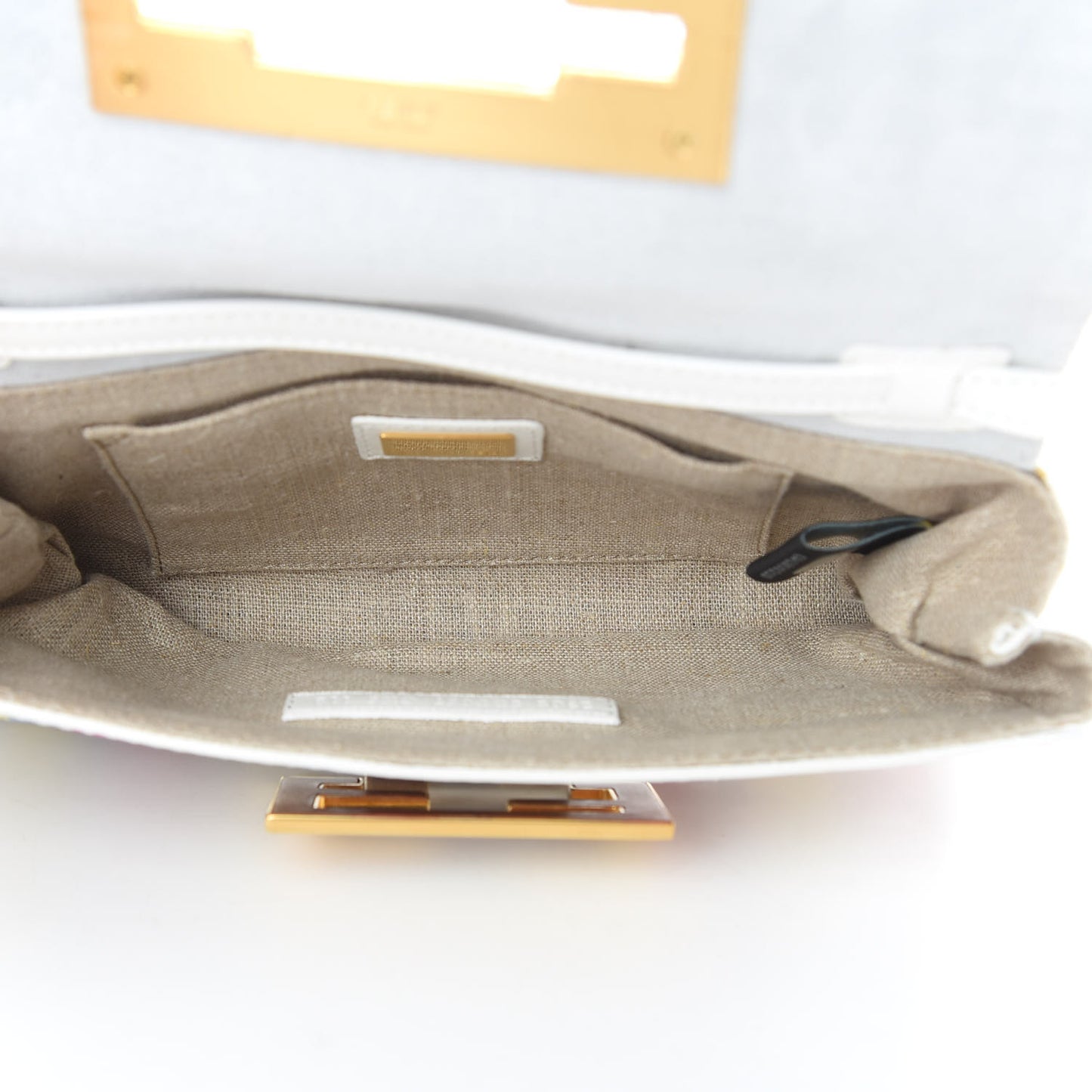 Fabric Calfskin Woven Crossbody White Multicolor