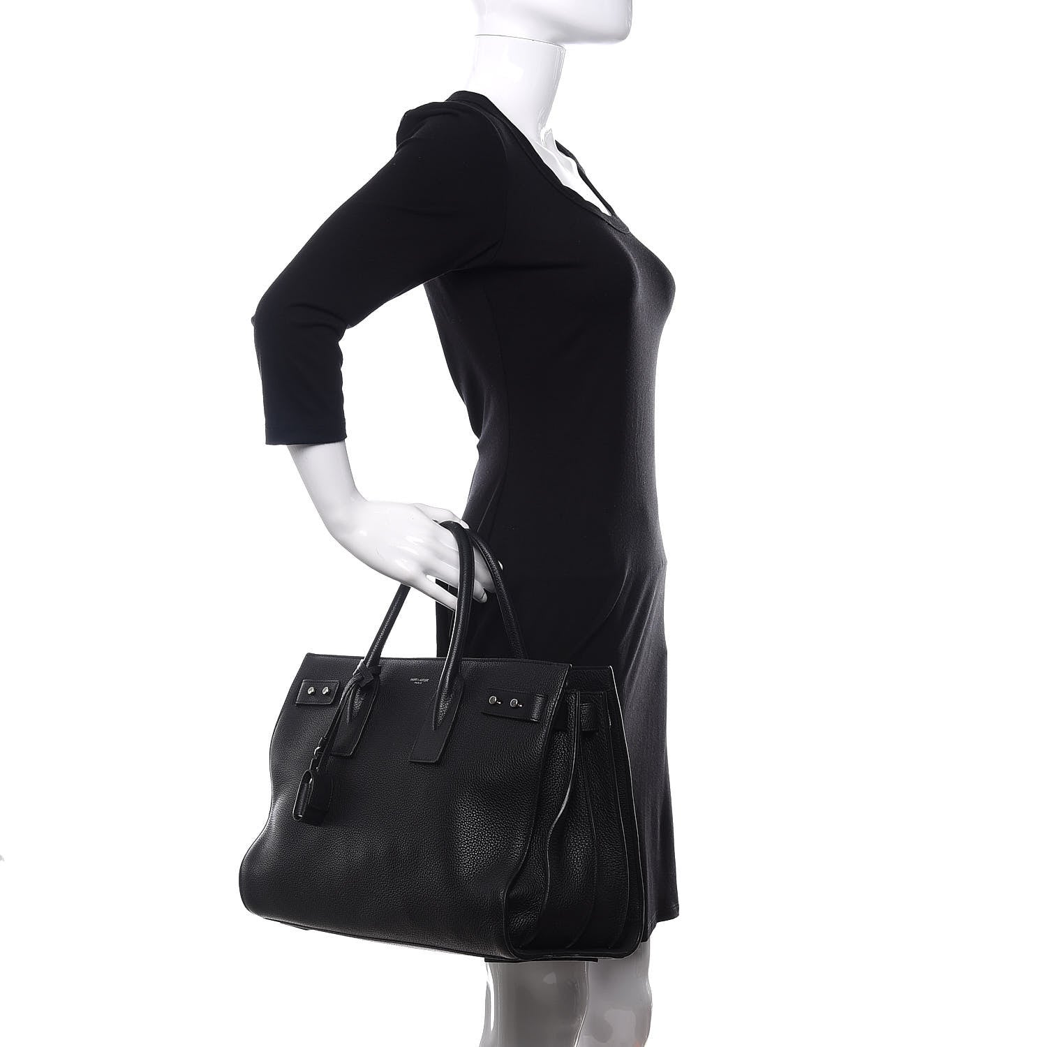 Saint Laurent Grained Calfskin Medium Souple Sac De Jour Black 3 of 13