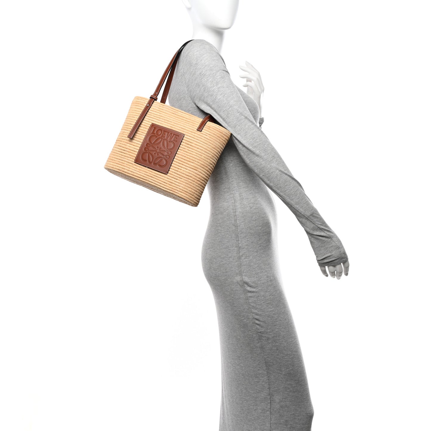 Raffia Small Square Basket Tote Bag Natural Tan