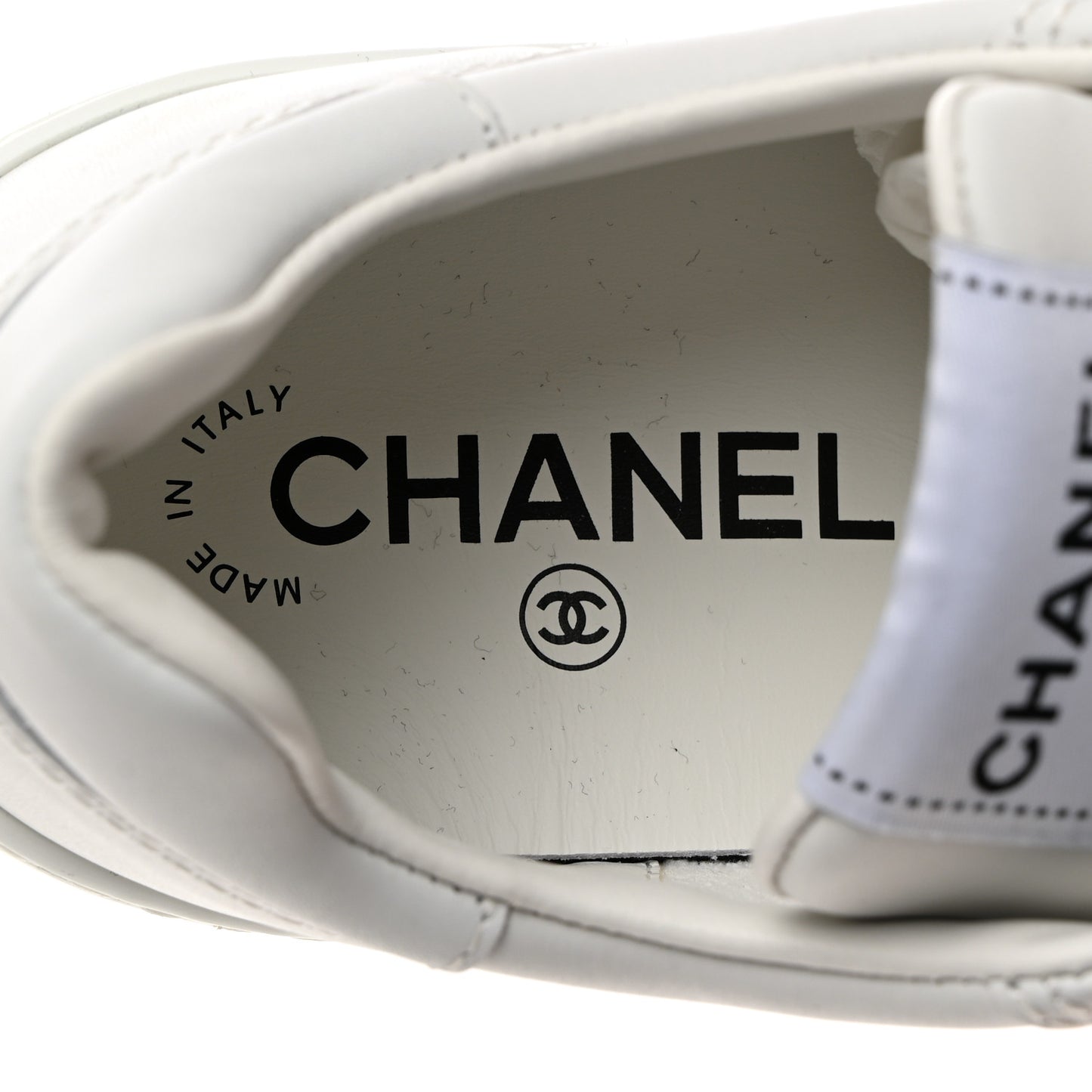 Calfskin Womens CC Logo Sneakers 37.5 White