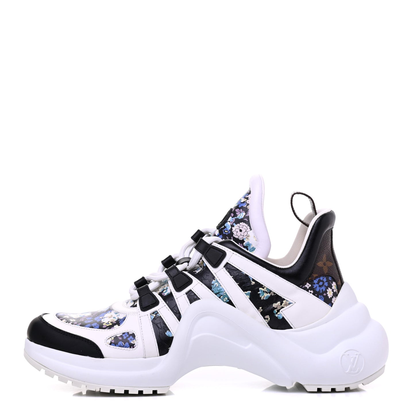 Flower Printed Calfskin Monogram LV Archlight Sneakers 39.5 Black Blue