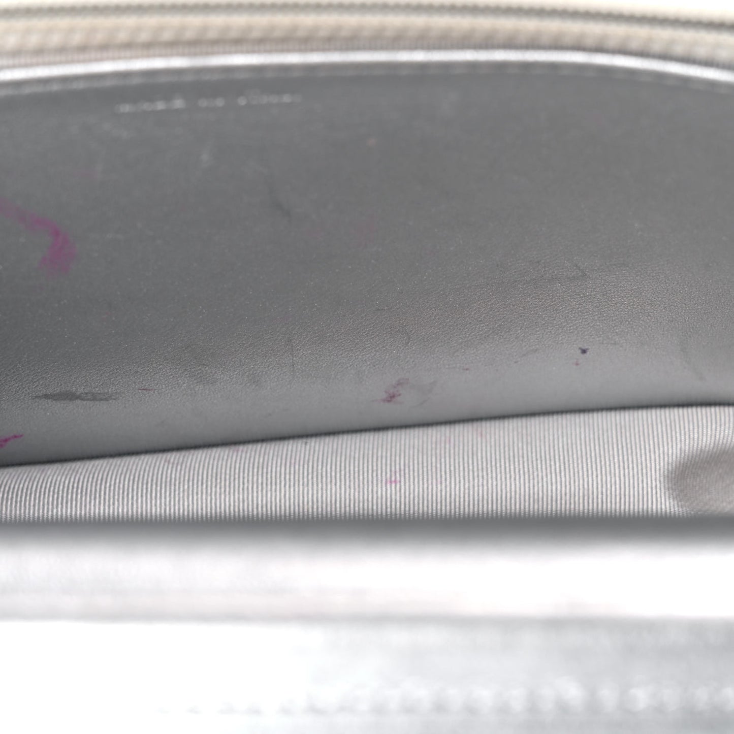 Metallic Lambskin Quilted Wallet On Chain WOC Silver