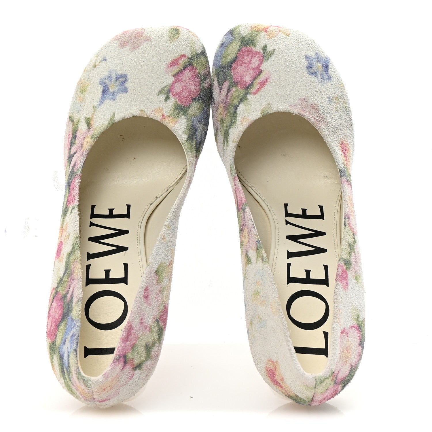 Loewe Suede Floral Toy Pumps 90 37 White Pink Multicolor 2 of 10