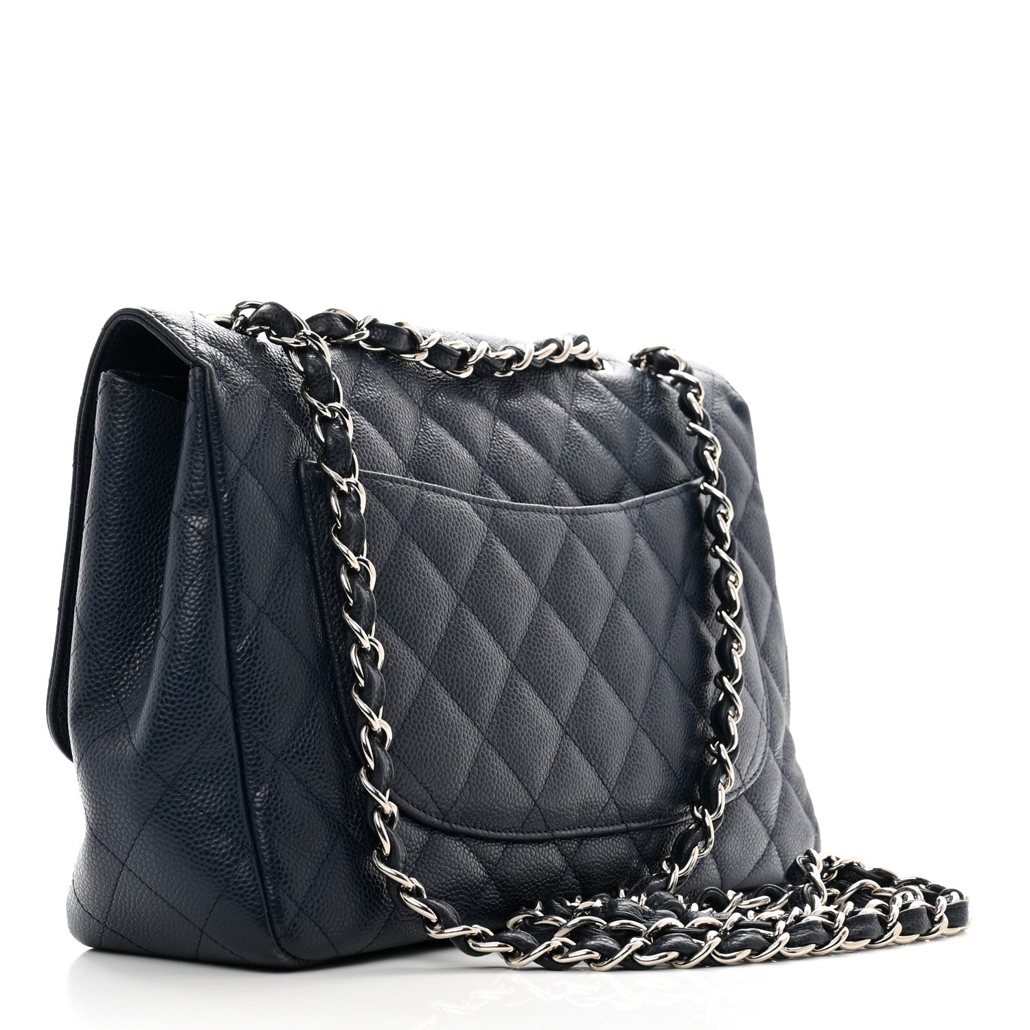 Chanel Caviar Quilted Jumbo Single Flap Navy 3 of 11