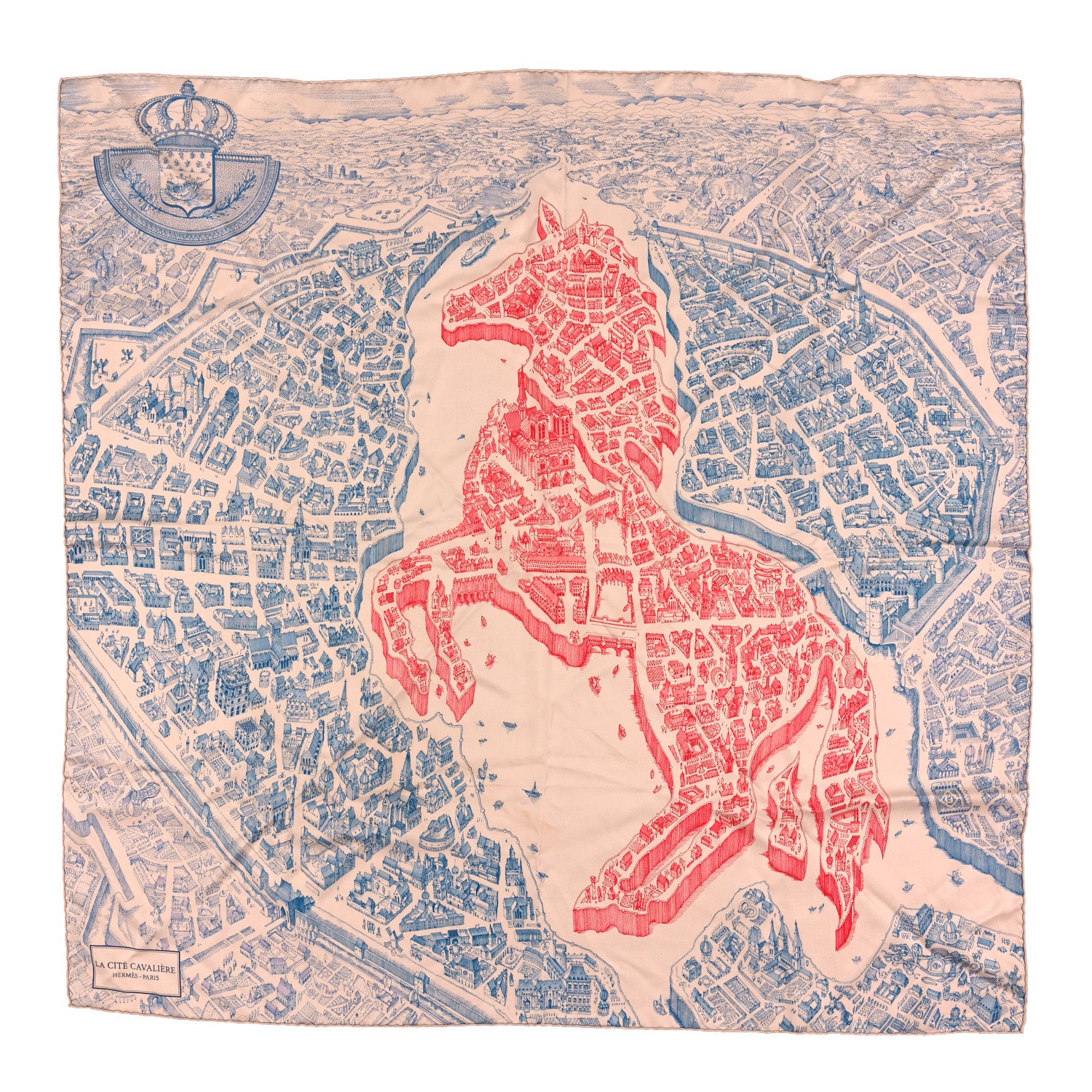 Hermes Silk La Cite Cavaliere Scarf 90 Rose The Blue Jean 1 of 3