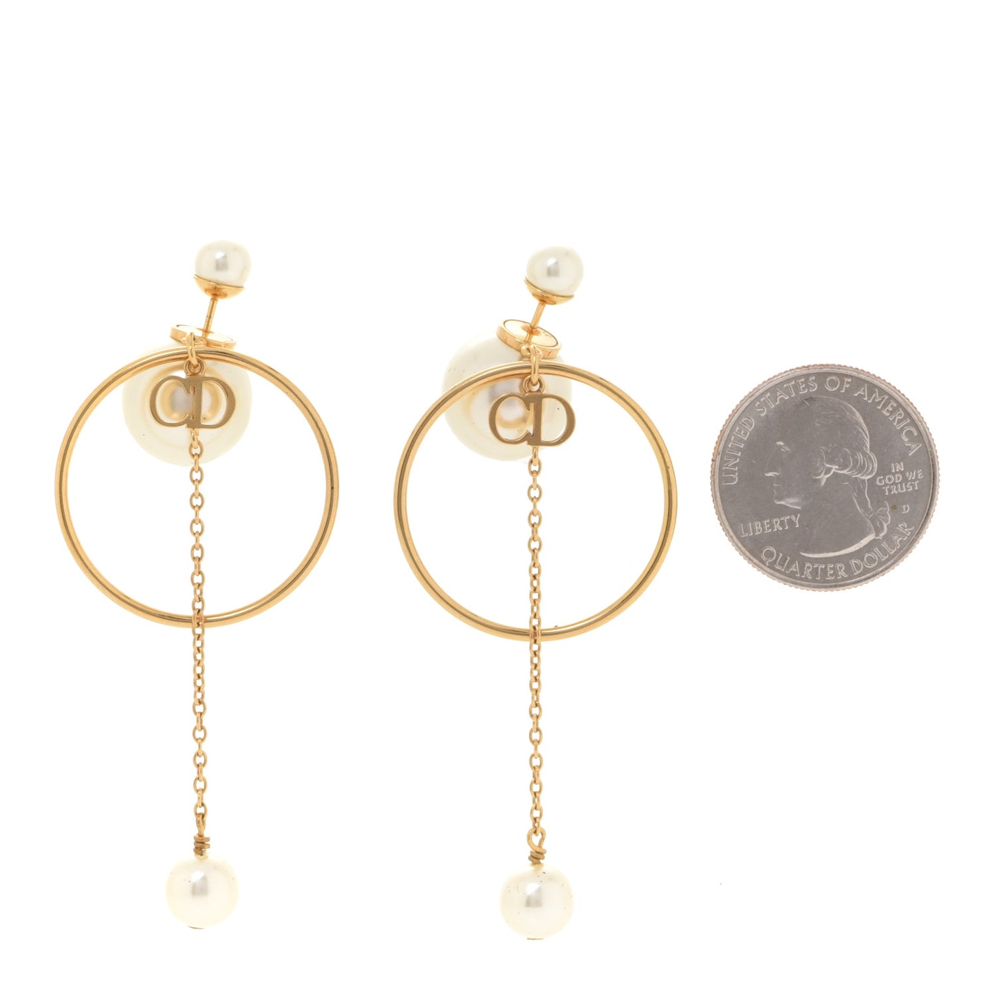 Pearl Tribales Dangle Chain Earrings Gold