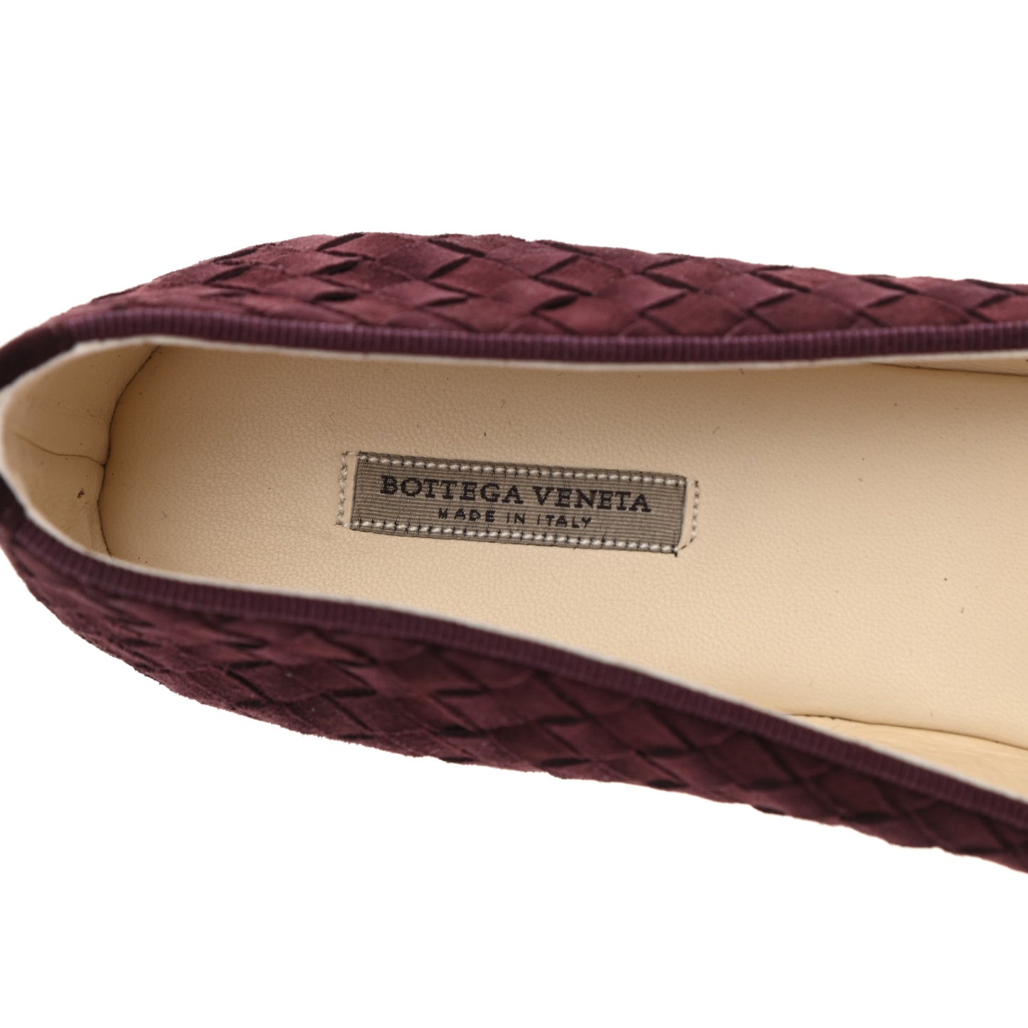 Suede Intrecciato Flats 39 Maroon
