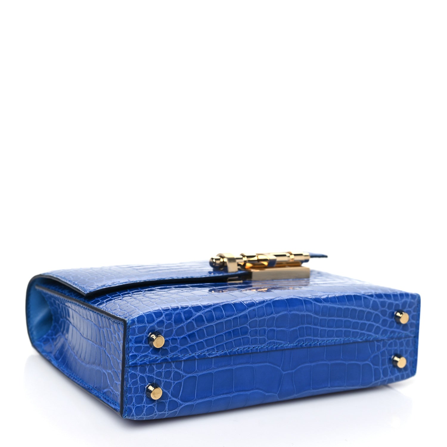 Hermes Shiny Alligator Mini Verrou Chaine Bag Bleu Electrique 4 of 11