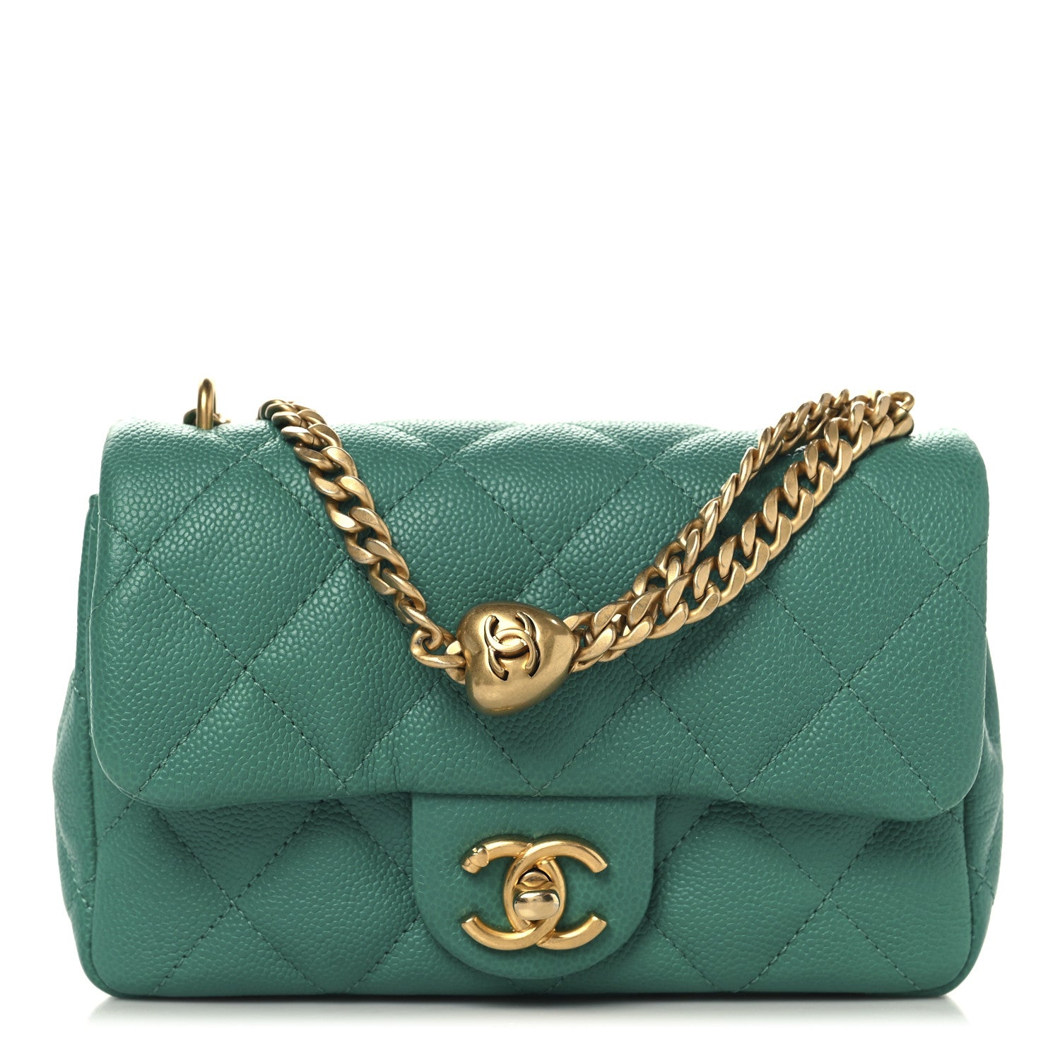 Chanel Caviar Quilted Sweetheart Mini Rectangular Flap Green 1 of 10