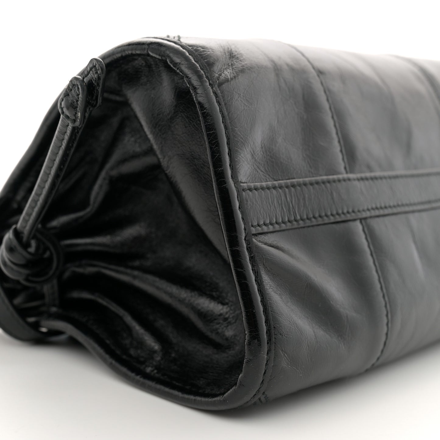 Glossy Calfskin Triangle Medium Bonnie Shoulder Bag Black