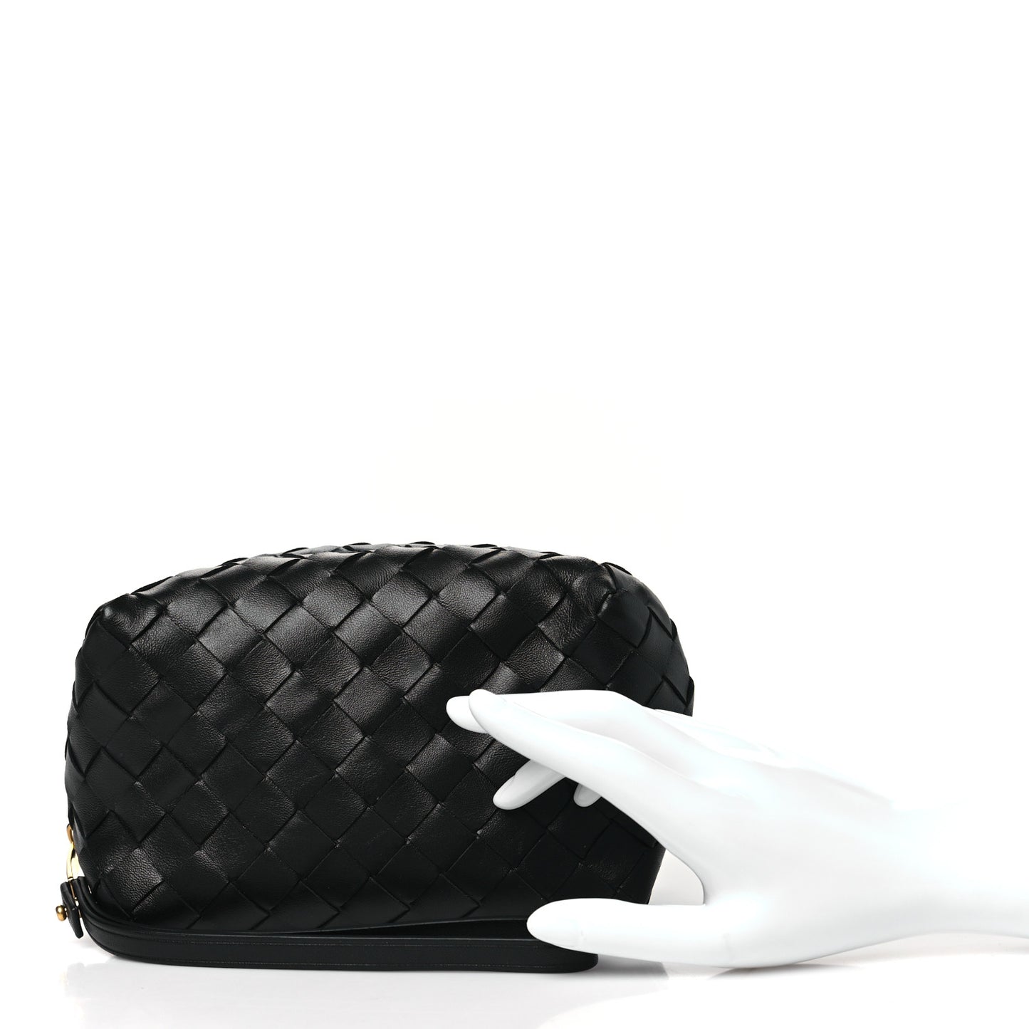 Nappa Intrecciato Zip Wristlet Clutch Black