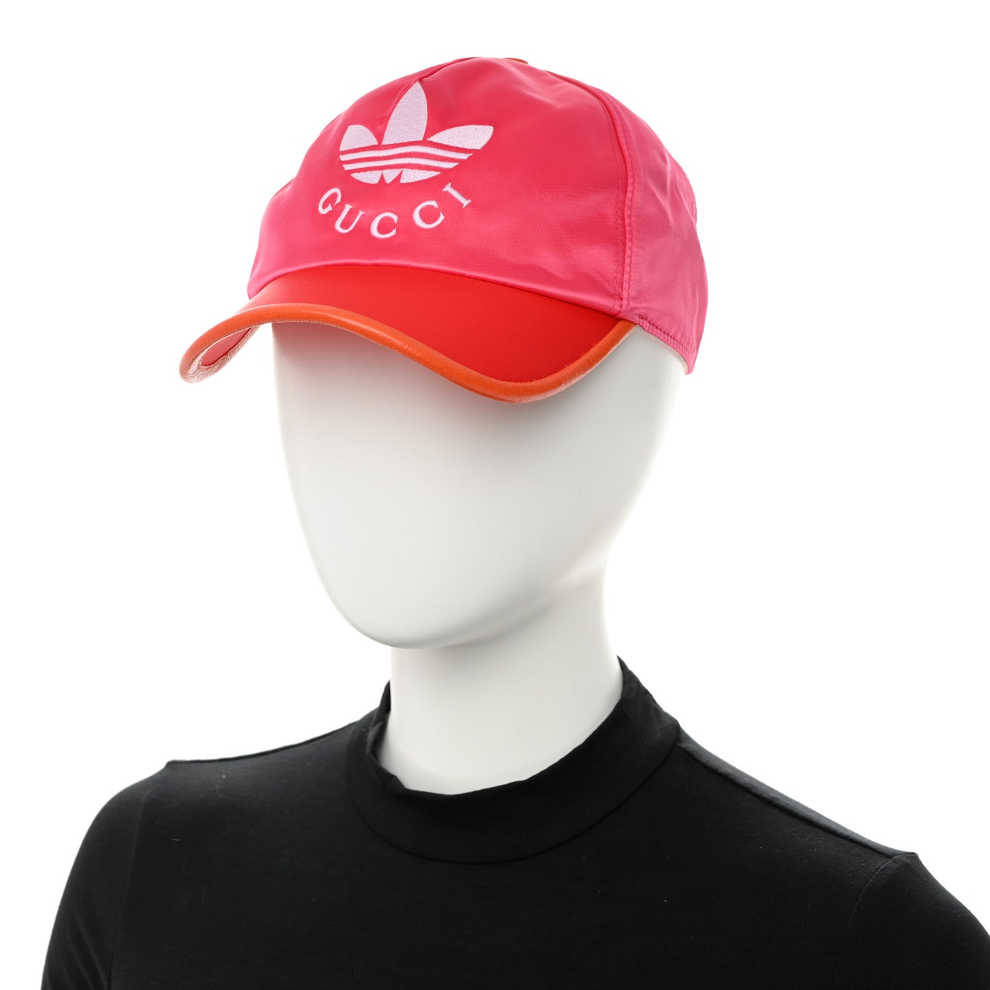 X ADIDAS Satin Trefoil Logo MC Rolly Baseball Hat Fuxia Red
