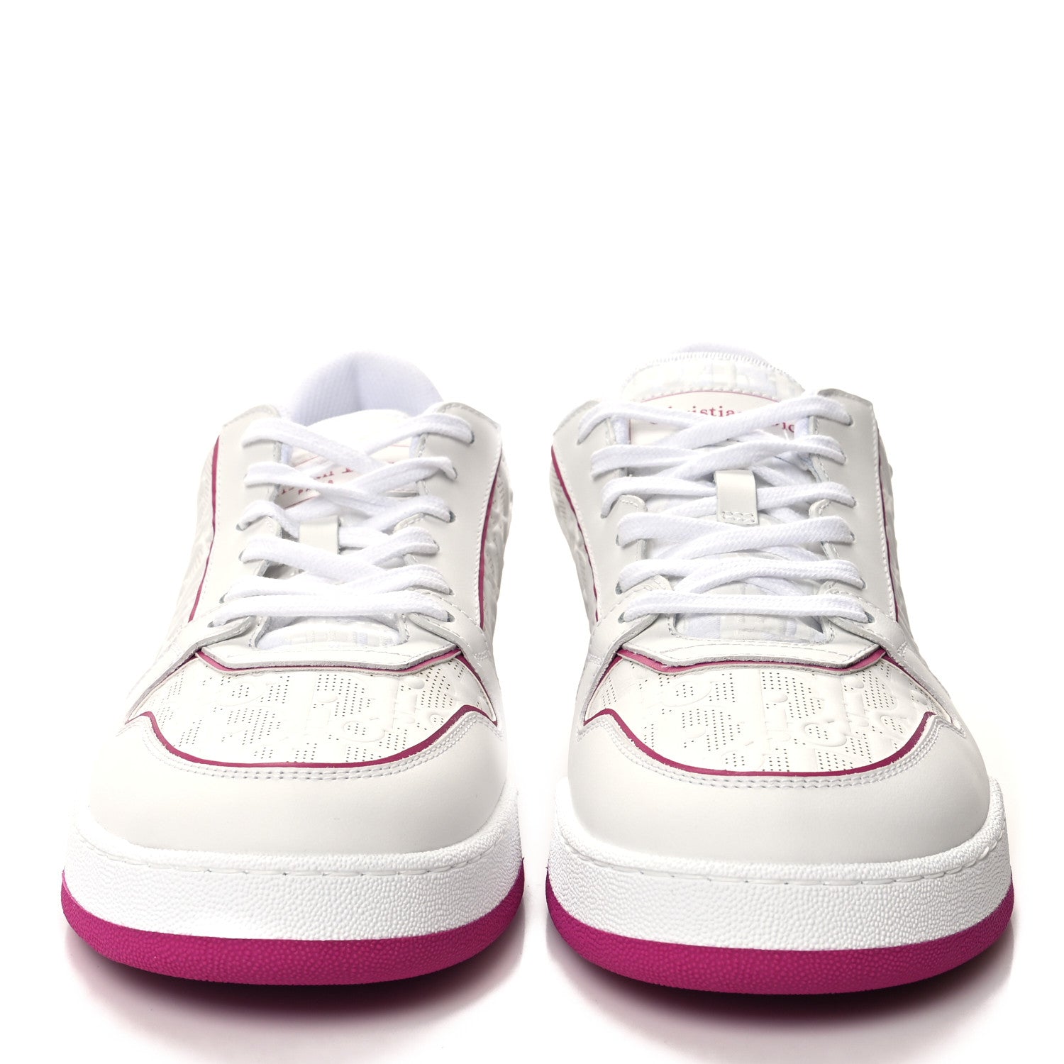 Christian Dior Calfskin Oblique Laser Perforated Dior One Low Sneakers 39 White Fuchsia 2 of 9