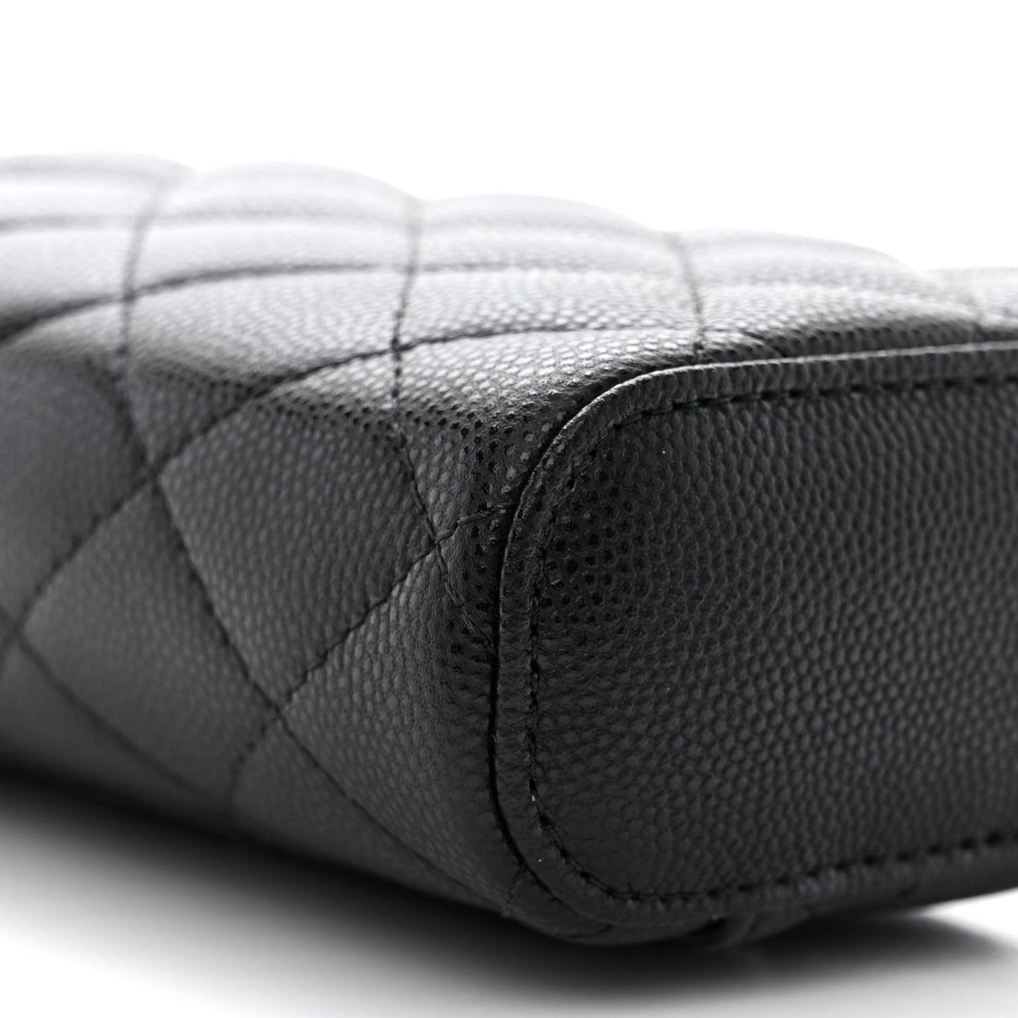Caviar Quilted Phone Holder With Chain Black