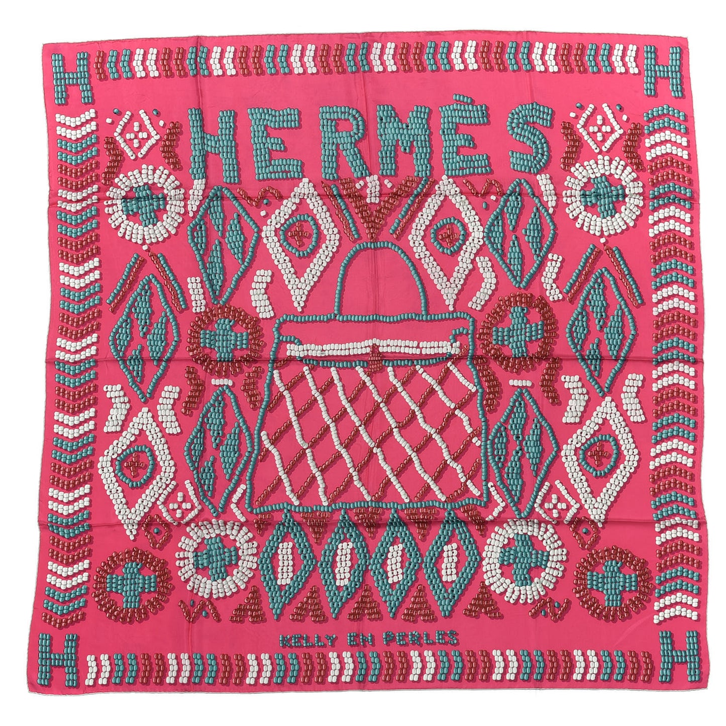 Silk Kelly En Perles Wash Scarf 140 Rose Indien Canard Gris Perle