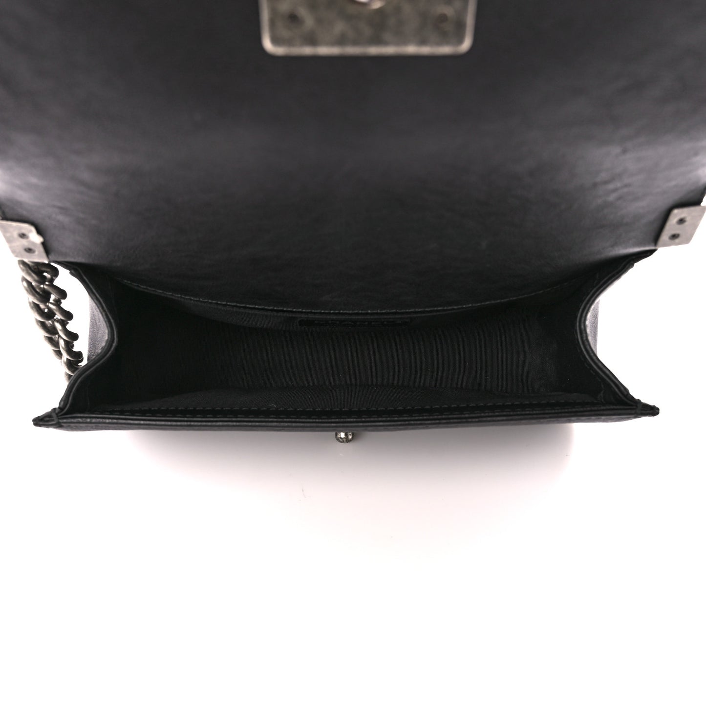 Goatskin Quilted Medium Boy Handle Flap Black