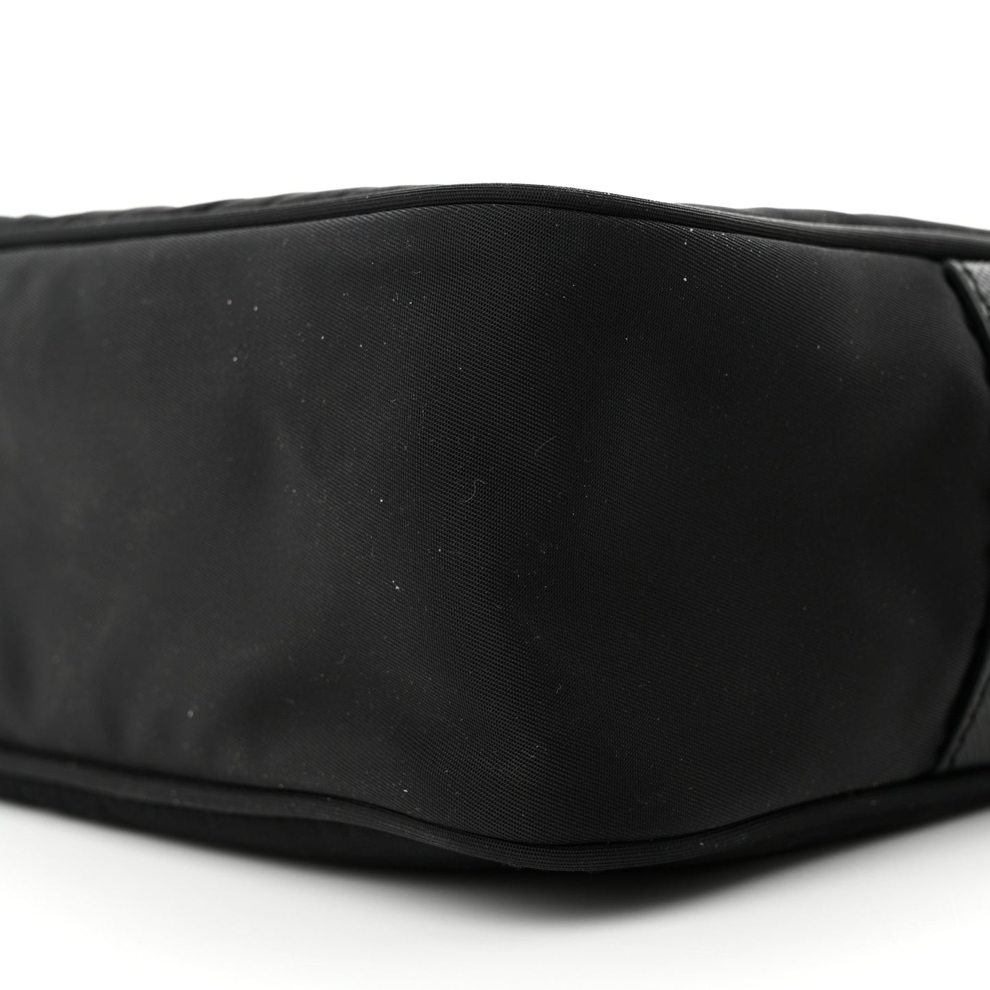 Re-Nylon Vela Saffiano Pocket Double Zip Shoulder Bag Black