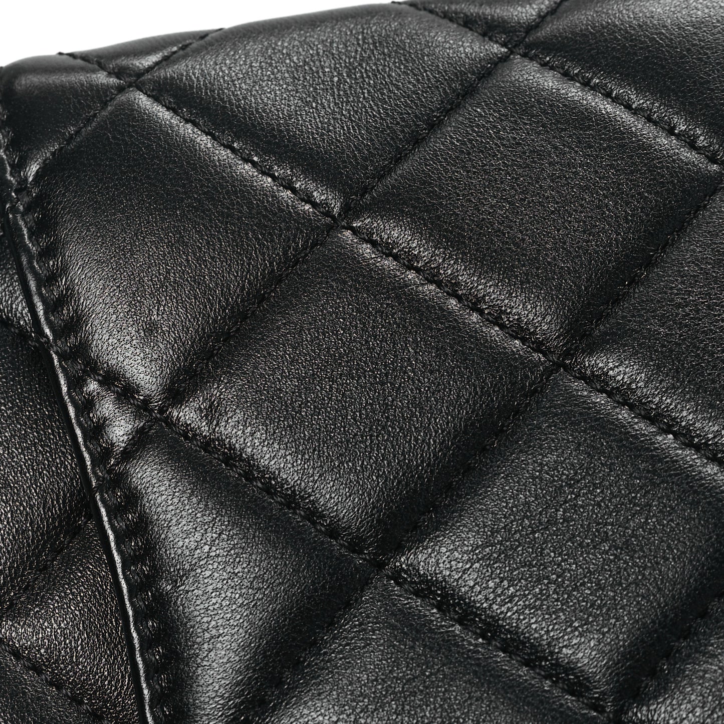 Shiny Lambskin Quilted Enamel CC Mini Flap Black