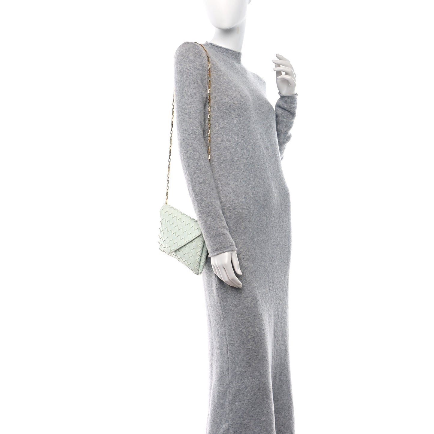 Nappa Intrecciato Origami Chain Crossbody Glacier